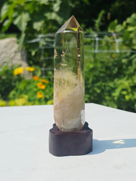 Natural Citrine Quartz Point On Stand 360grams High Quality Uncut Base