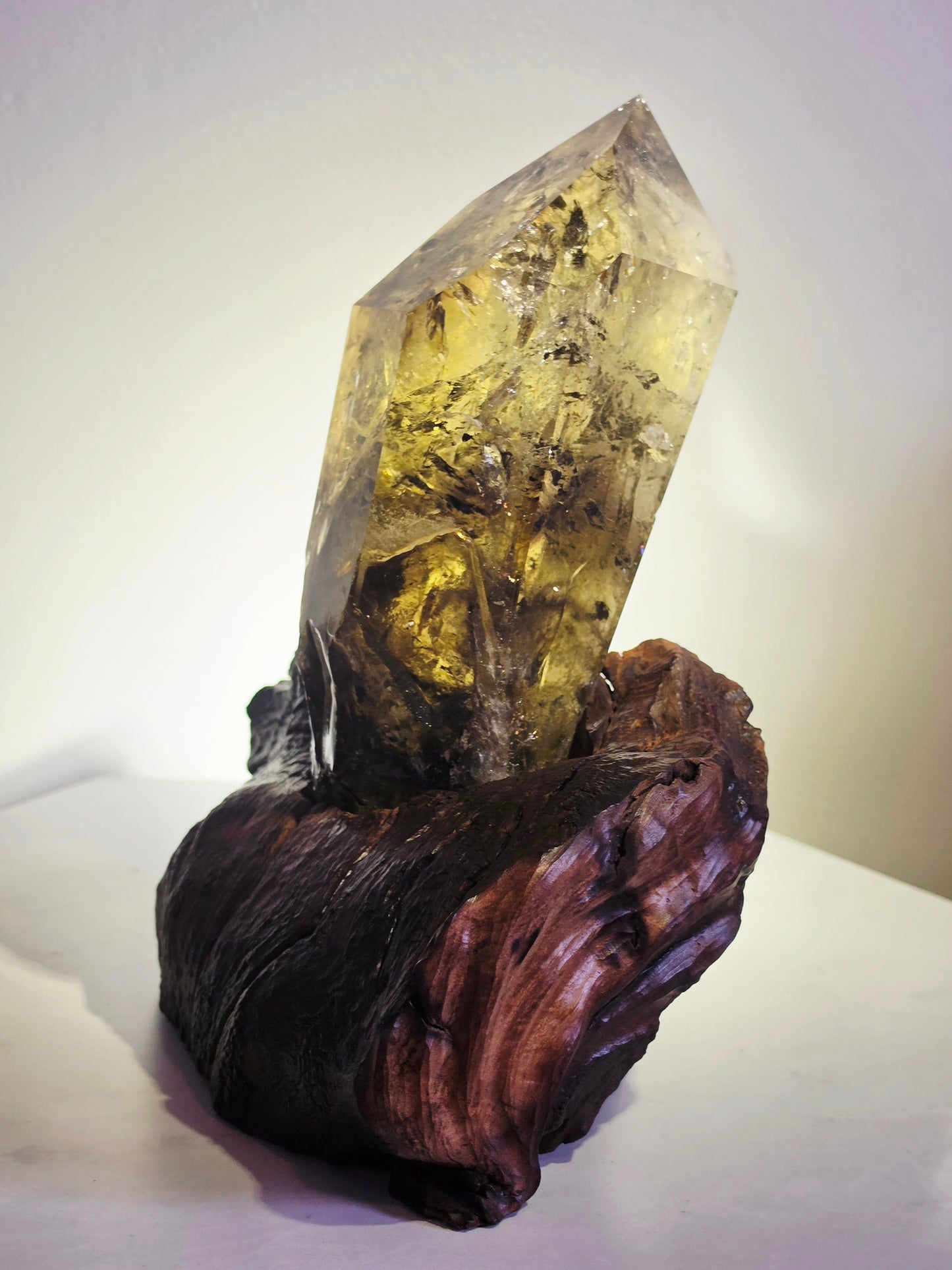 Citrine Crystal Quartz Raw Point with Wood Base 2kg