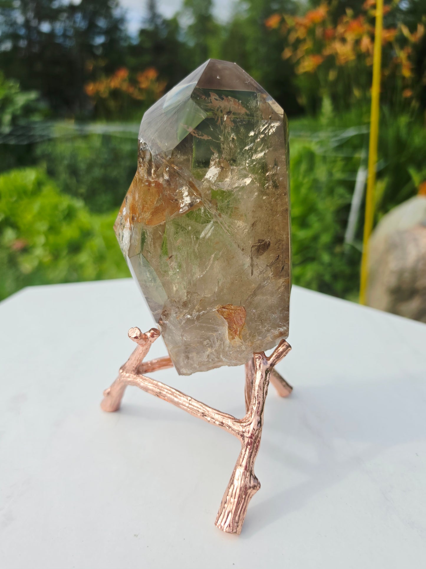 Citrine Point Raw Uncut Crystal with Stand High Quality