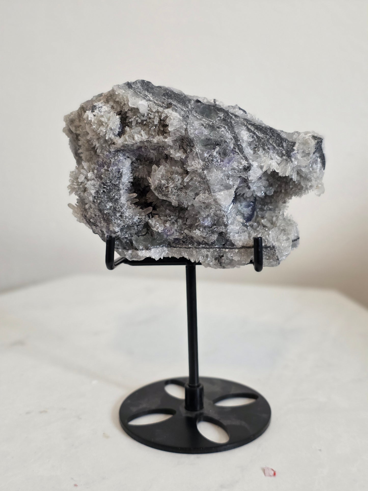 Fluorite Calcite on Quartz Matrix with Stand