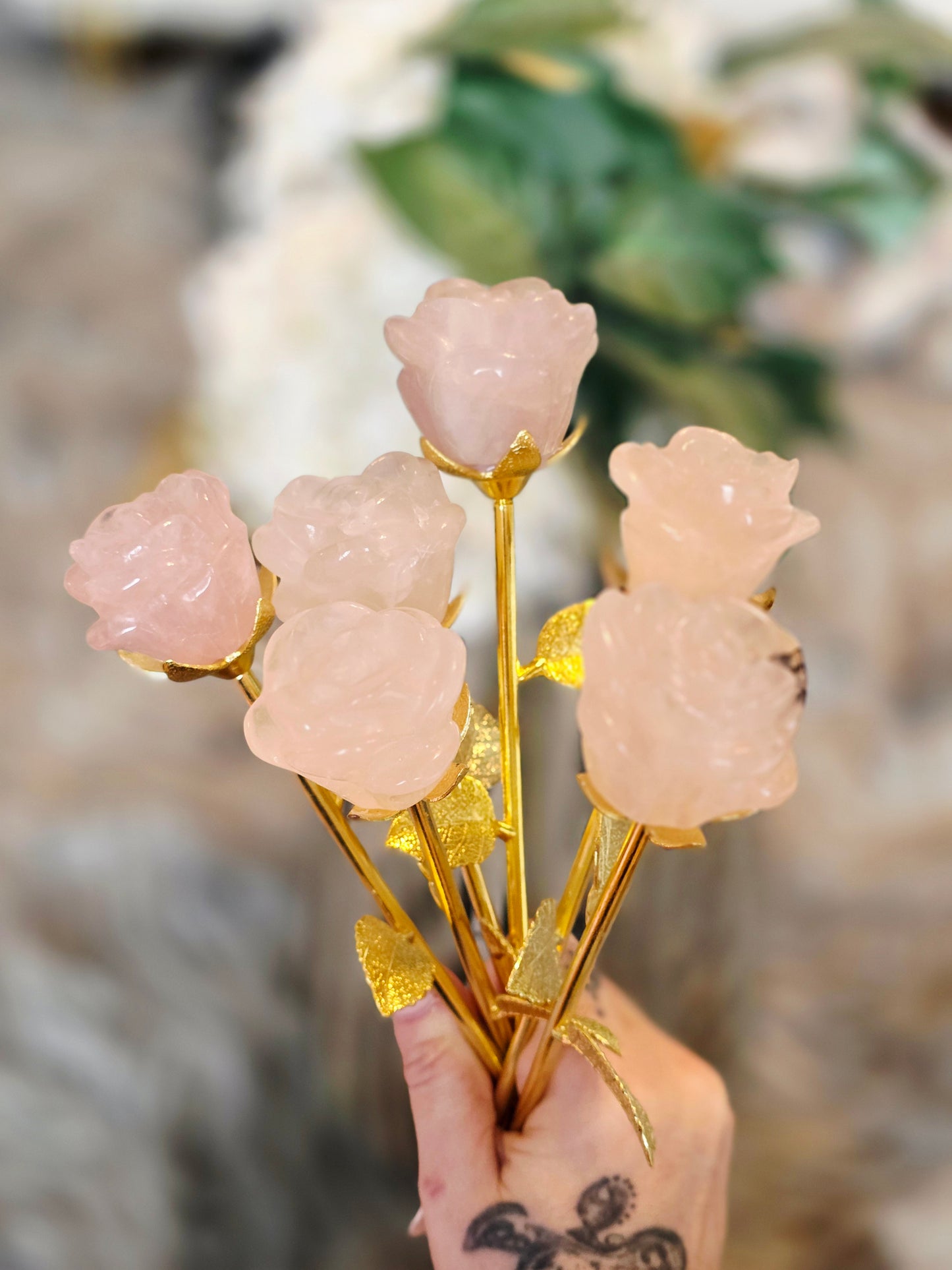 Flower Carving 10 set Mix Mineral Long Stems 23cm - Wholesale Lots