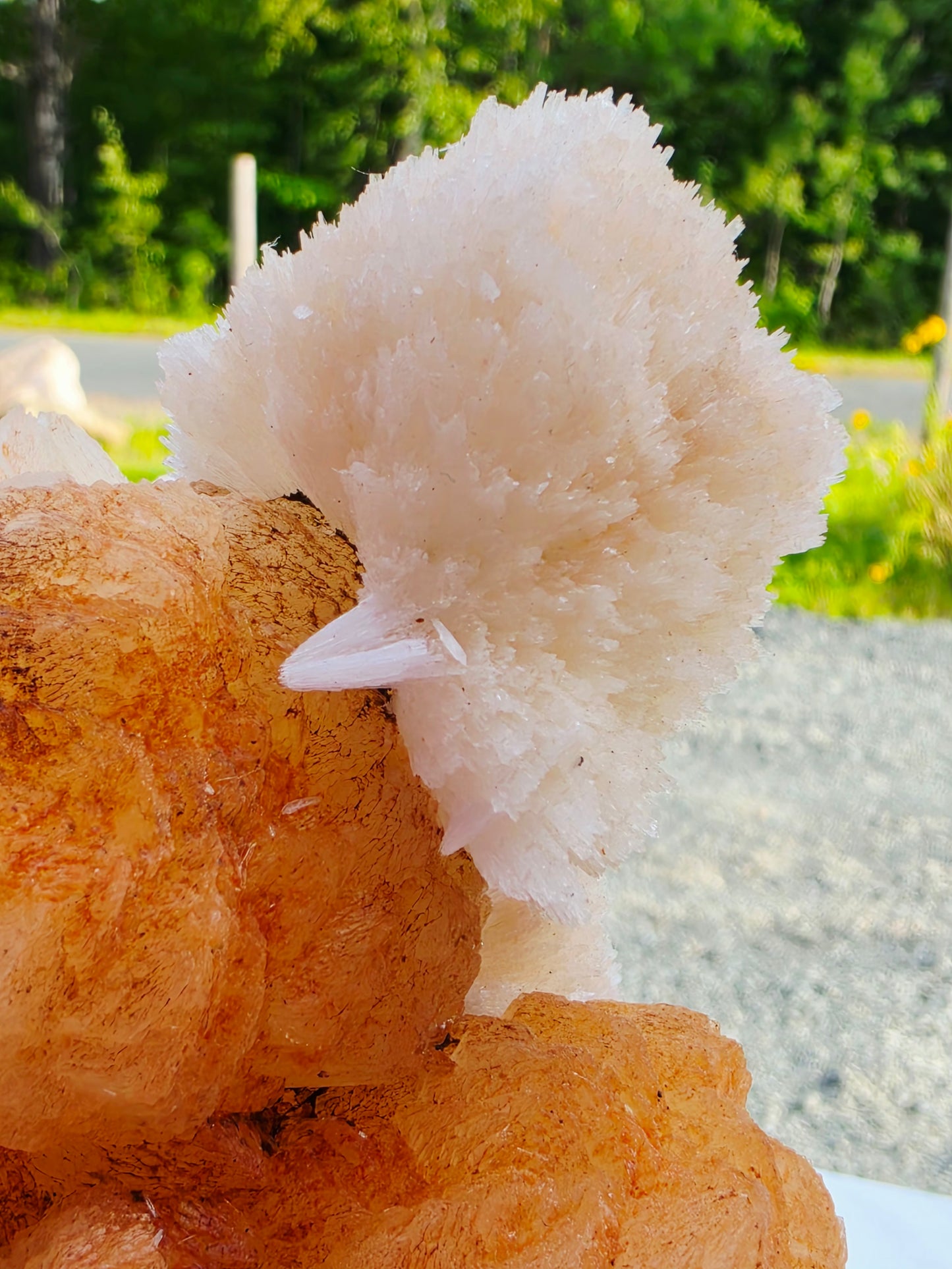 2.14lb Scolecite / Mordenite on Stilbite Specimens with Stand From India