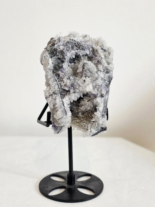 Fluorite Calcite on Quartz Matrix with Stand