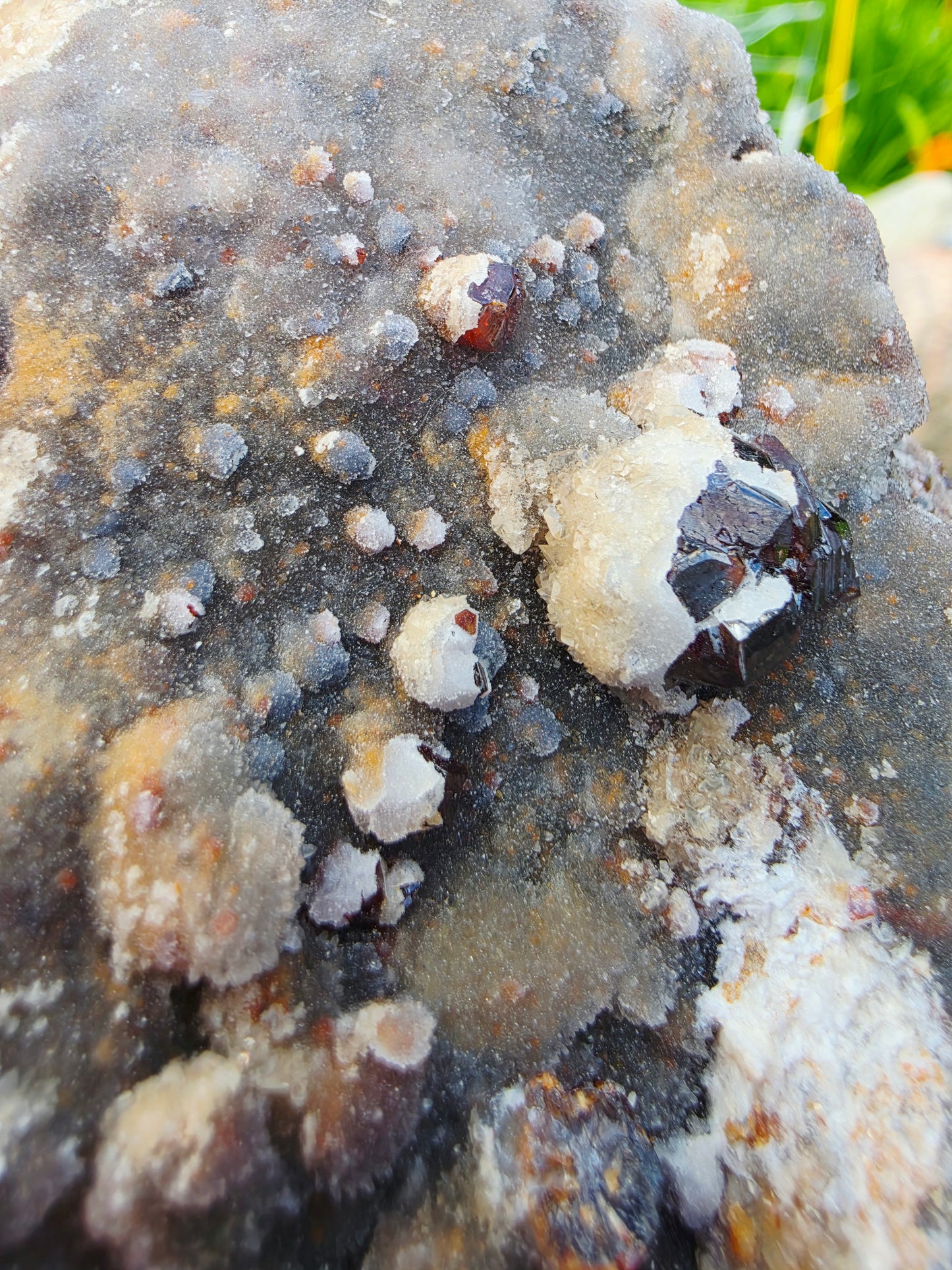 Garnet On Matrix with Pyrite and Druzy Mineral Speciment With Stand