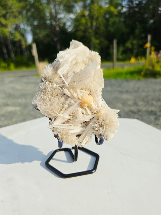 0.92 lb Scolecite Cluster on a Stilbite matrix with Stand From India