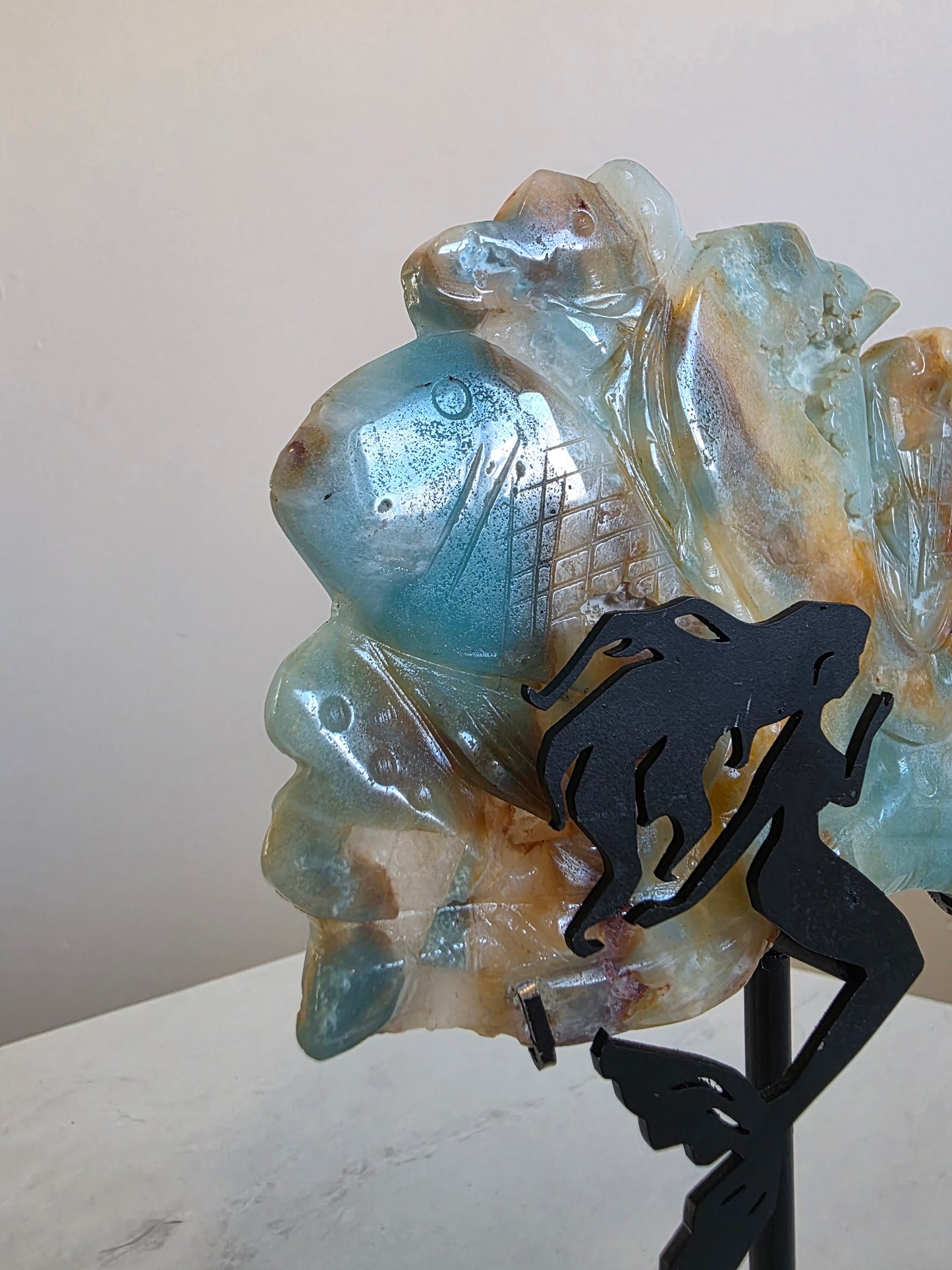 Large Mermaid Caribbean Calcite Carving on Stand