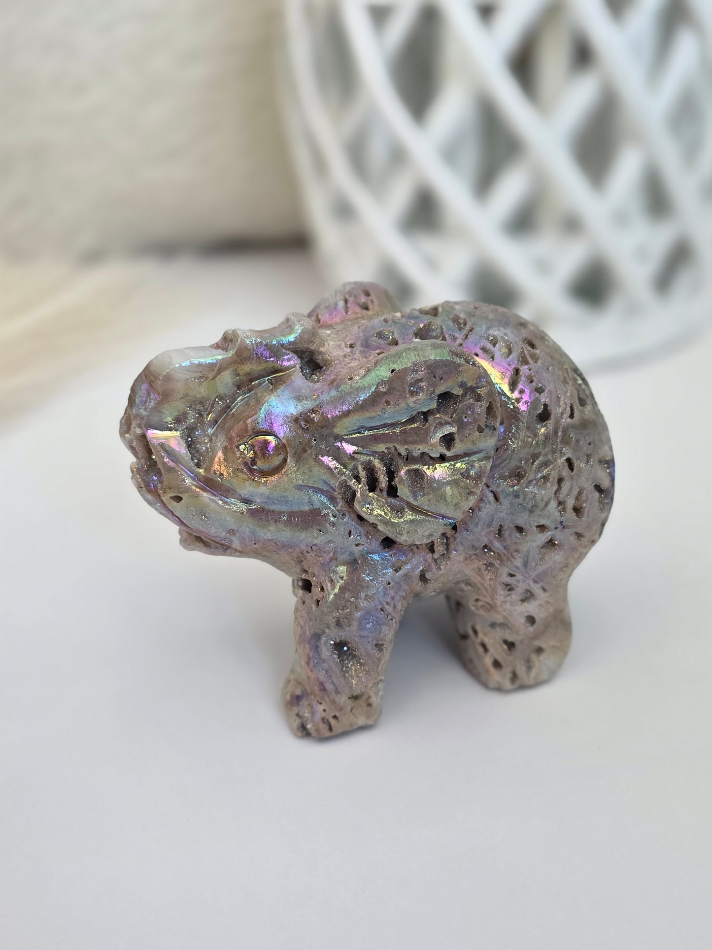 Aura Elephant Crystal Carving