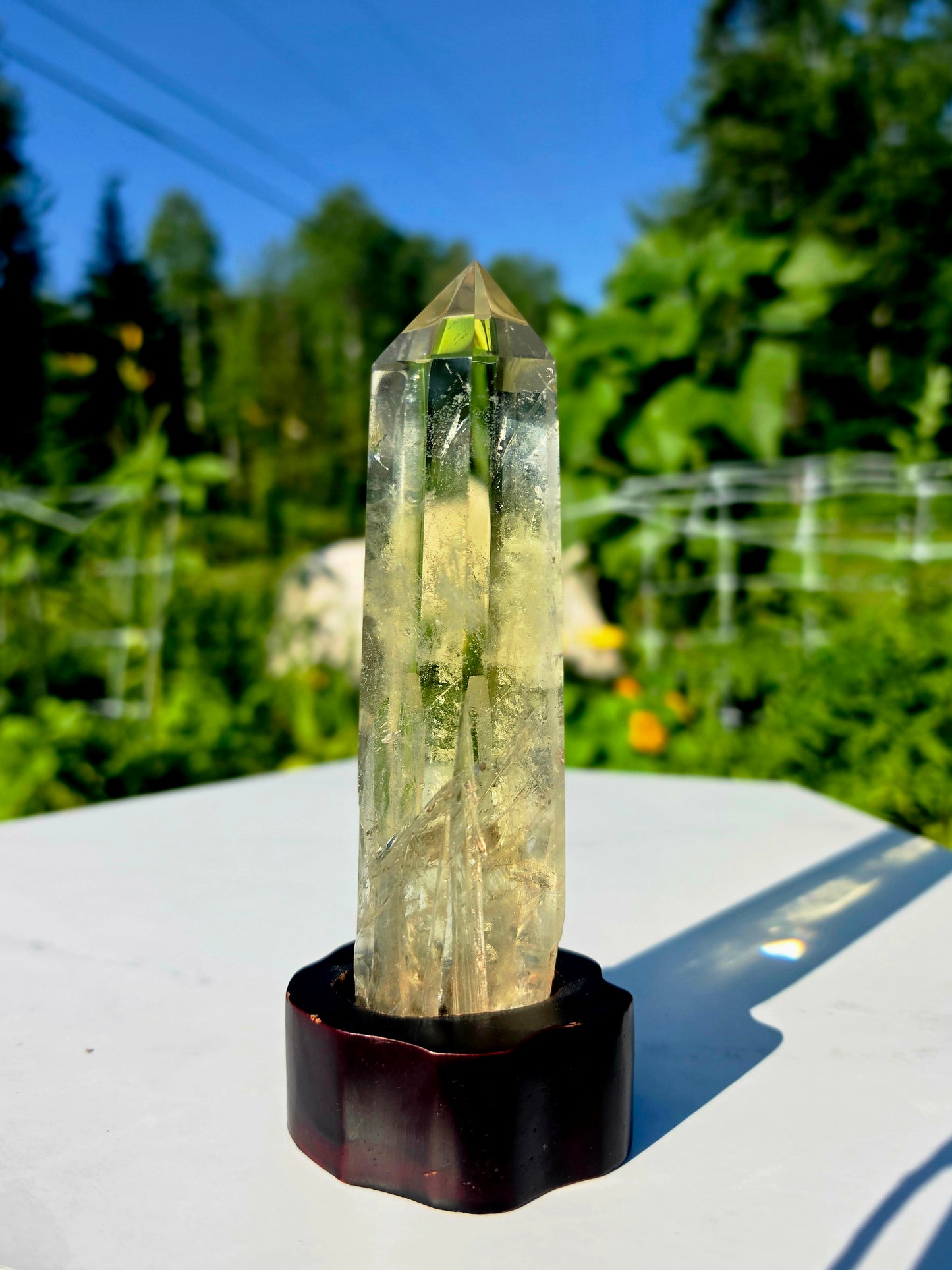 0.44kg Citrine Crystal Quartz Point Mineral With Stand High Grade 16.5cm tall