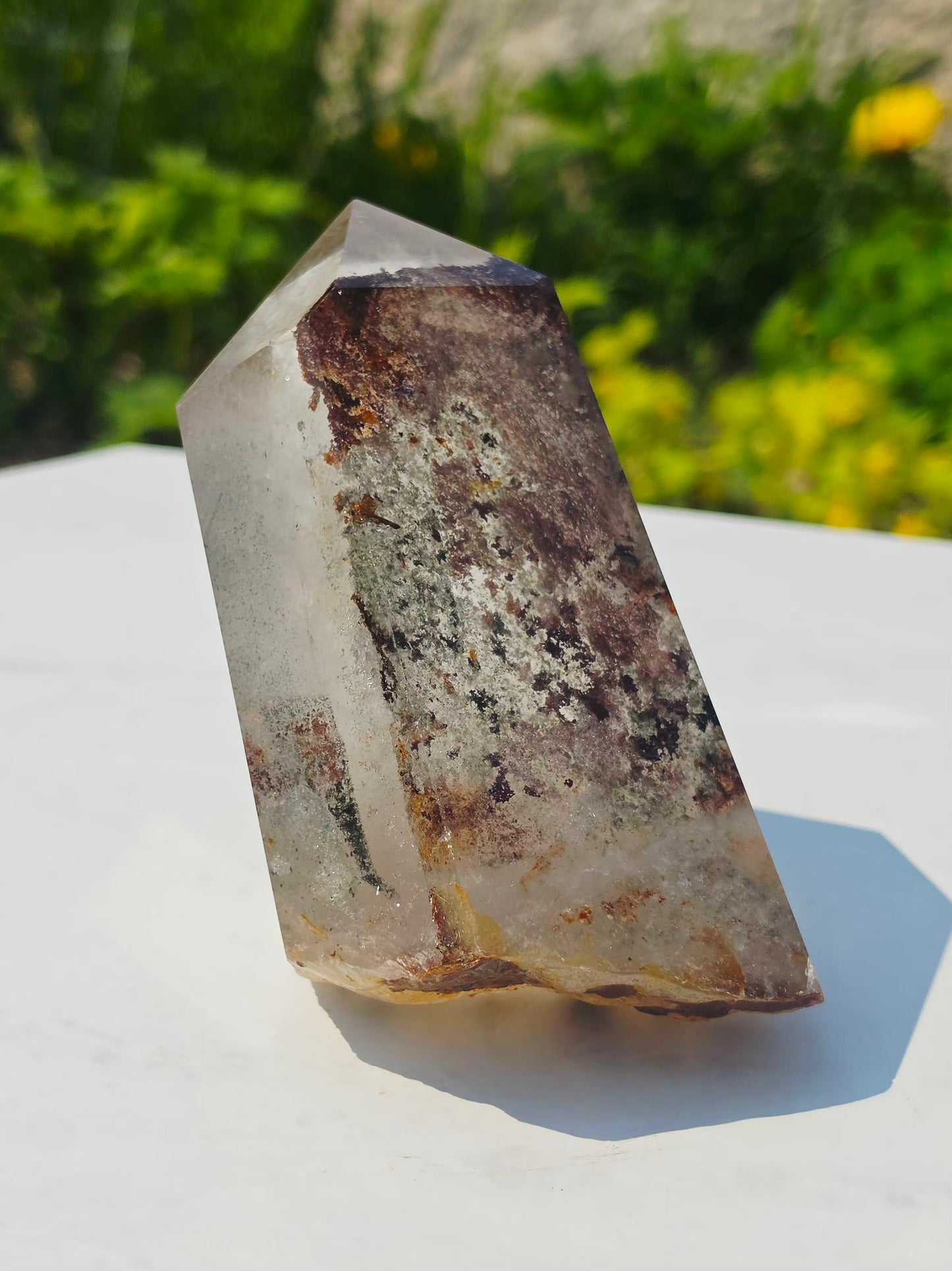 Garden Quartz Natural Point Raw Base 2.20lbs Mineral Crystal