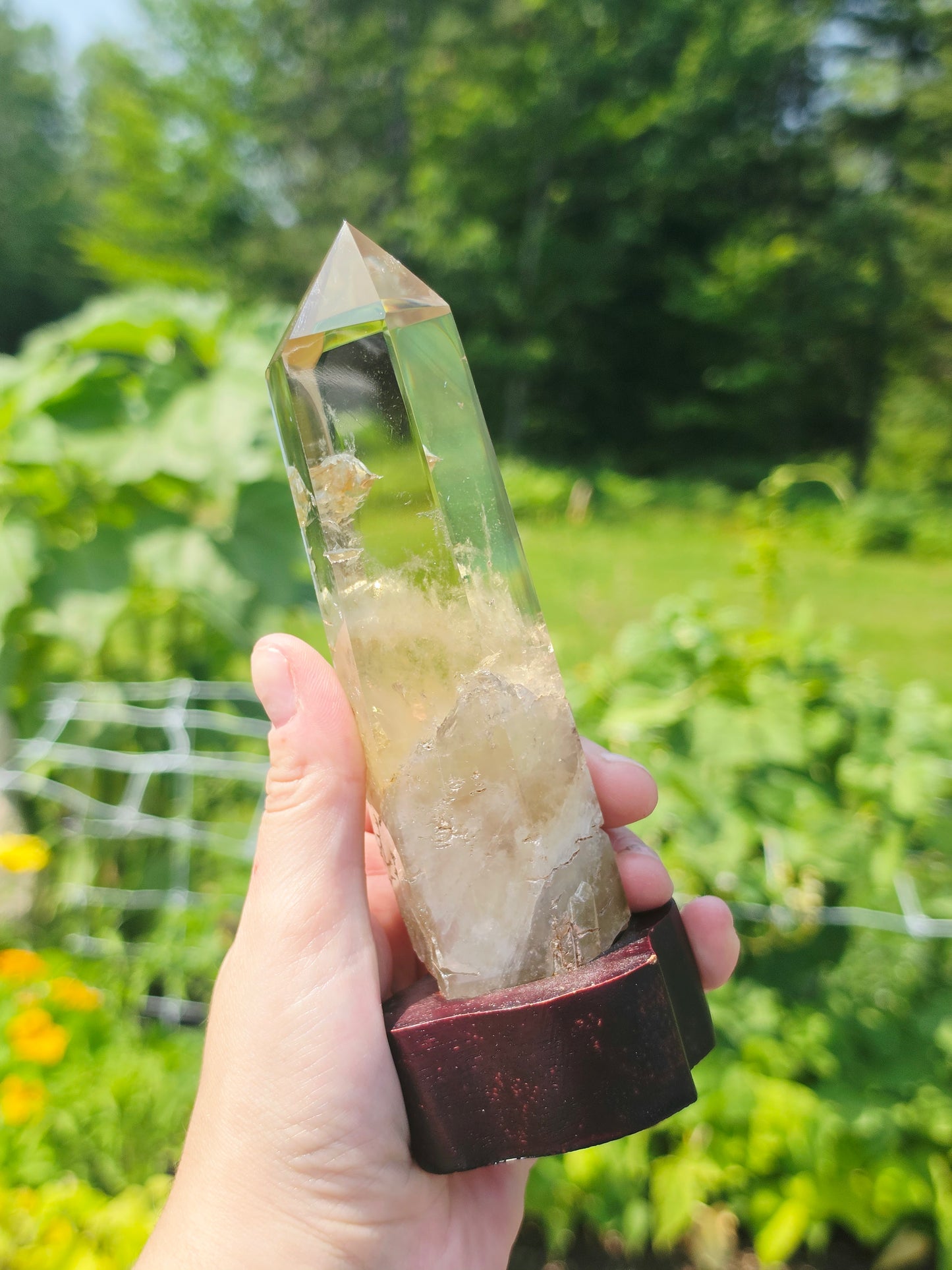 Natural Citrine Quartz Point On Stand 360grams High Quality Uncut Base
