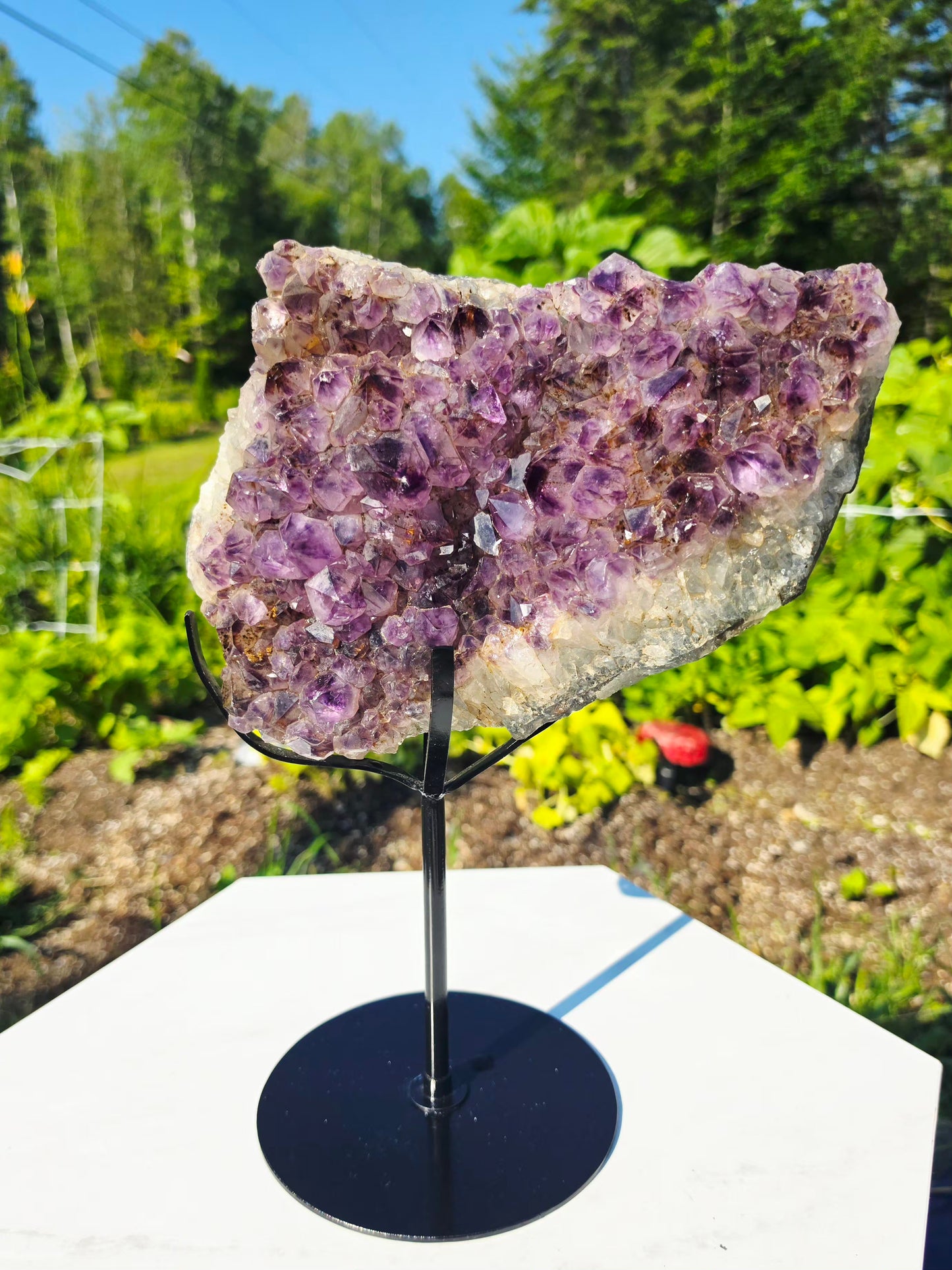 8.82 lbs Amethyst Slab Crystal Mineral With Stand Collectors Minerals 26×19cm