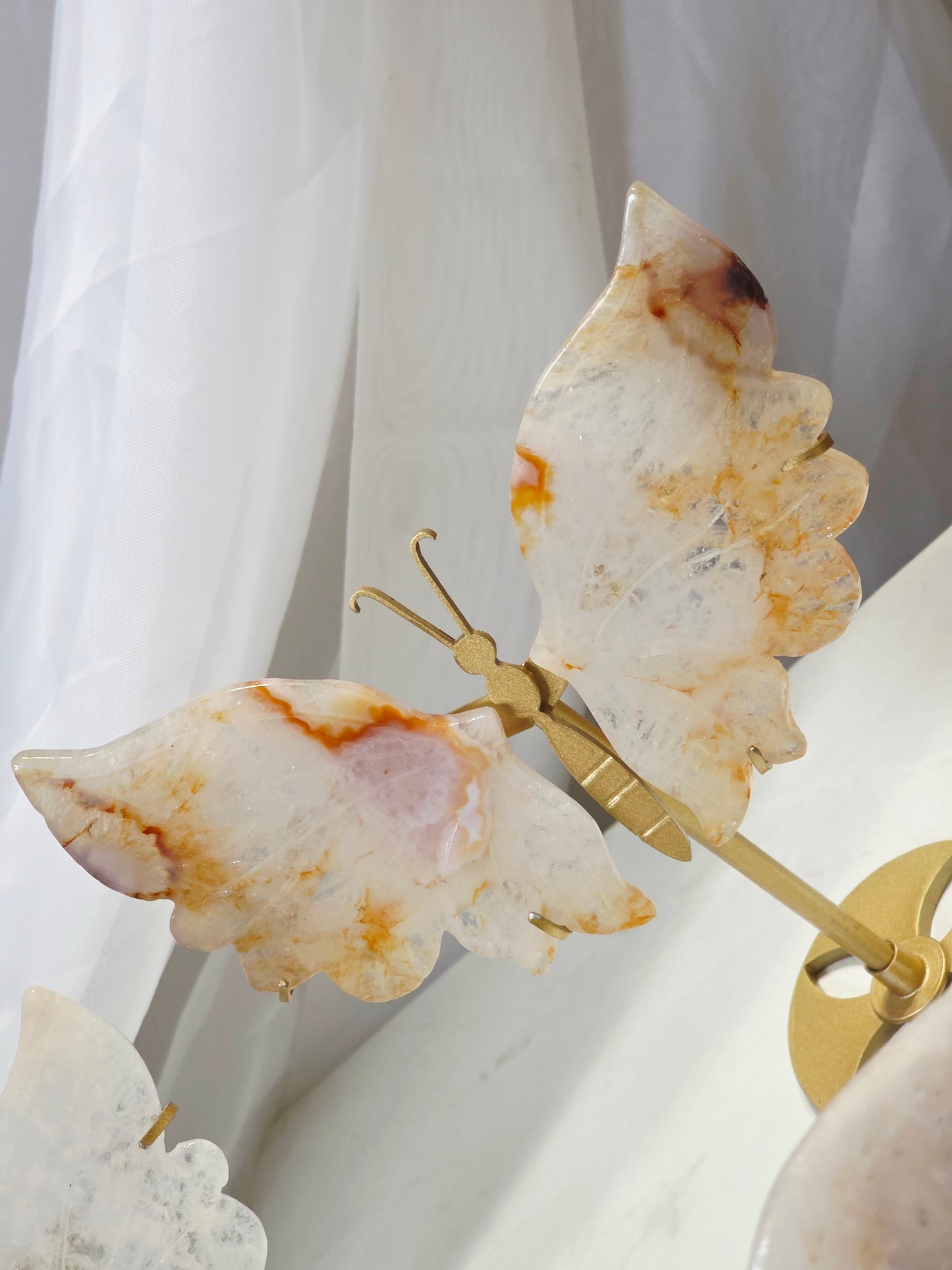 Flower Agate 3 set Butterfly Wings - All on Gold Stand Wholesale Lot