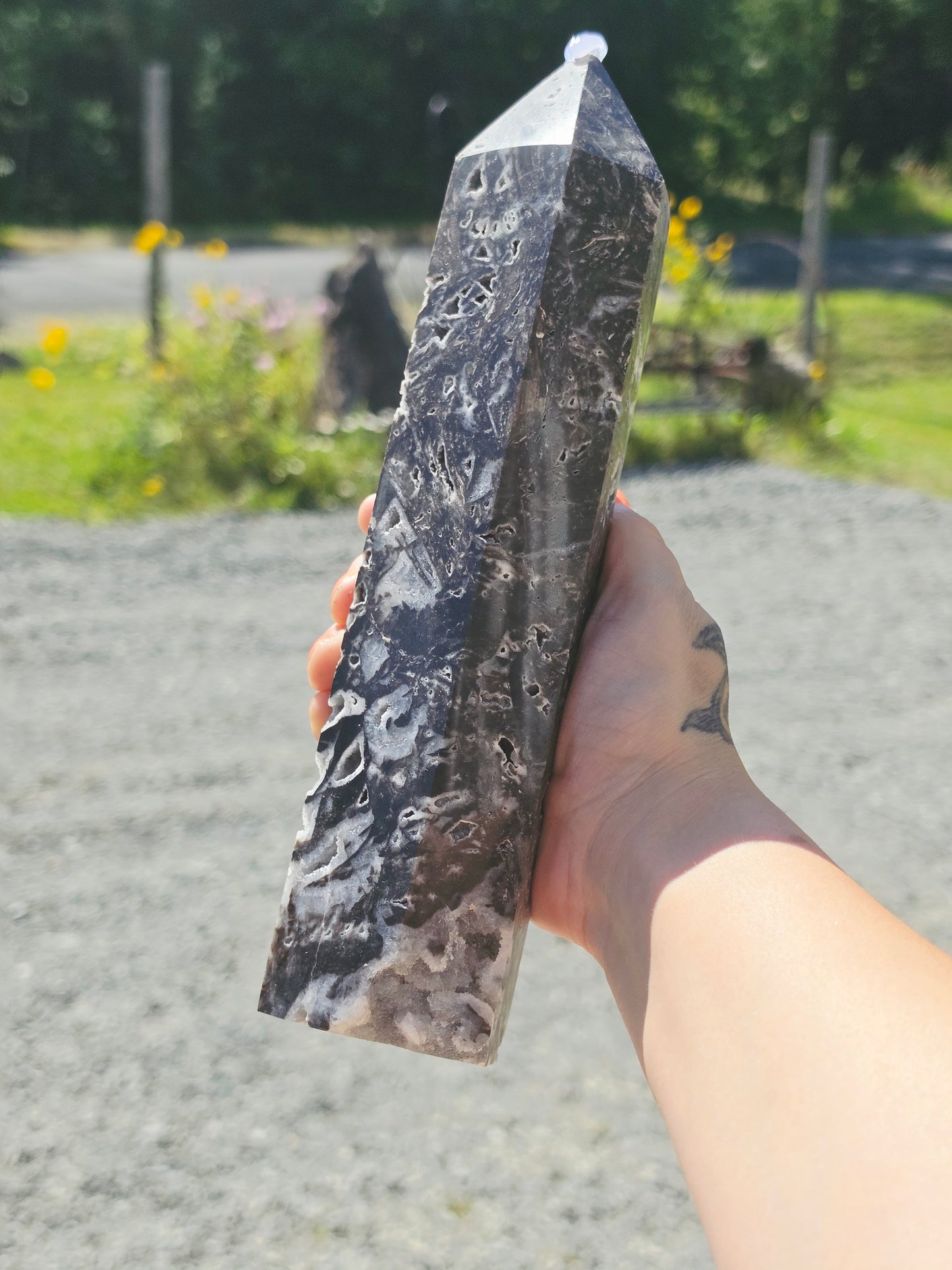 2.98 lb Black Sphalerite Tower with Druzy