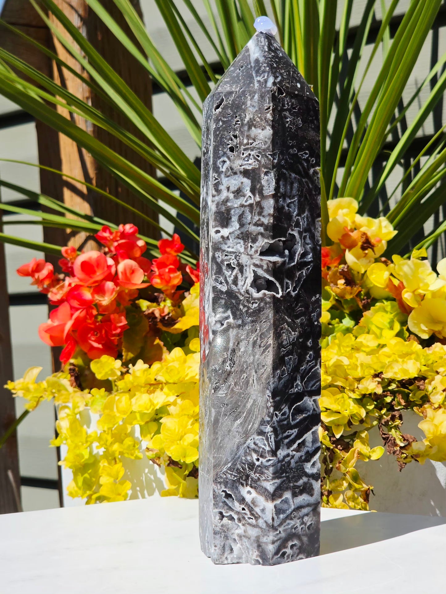 2.98 lb Black Sphalerite Tower with Druzy