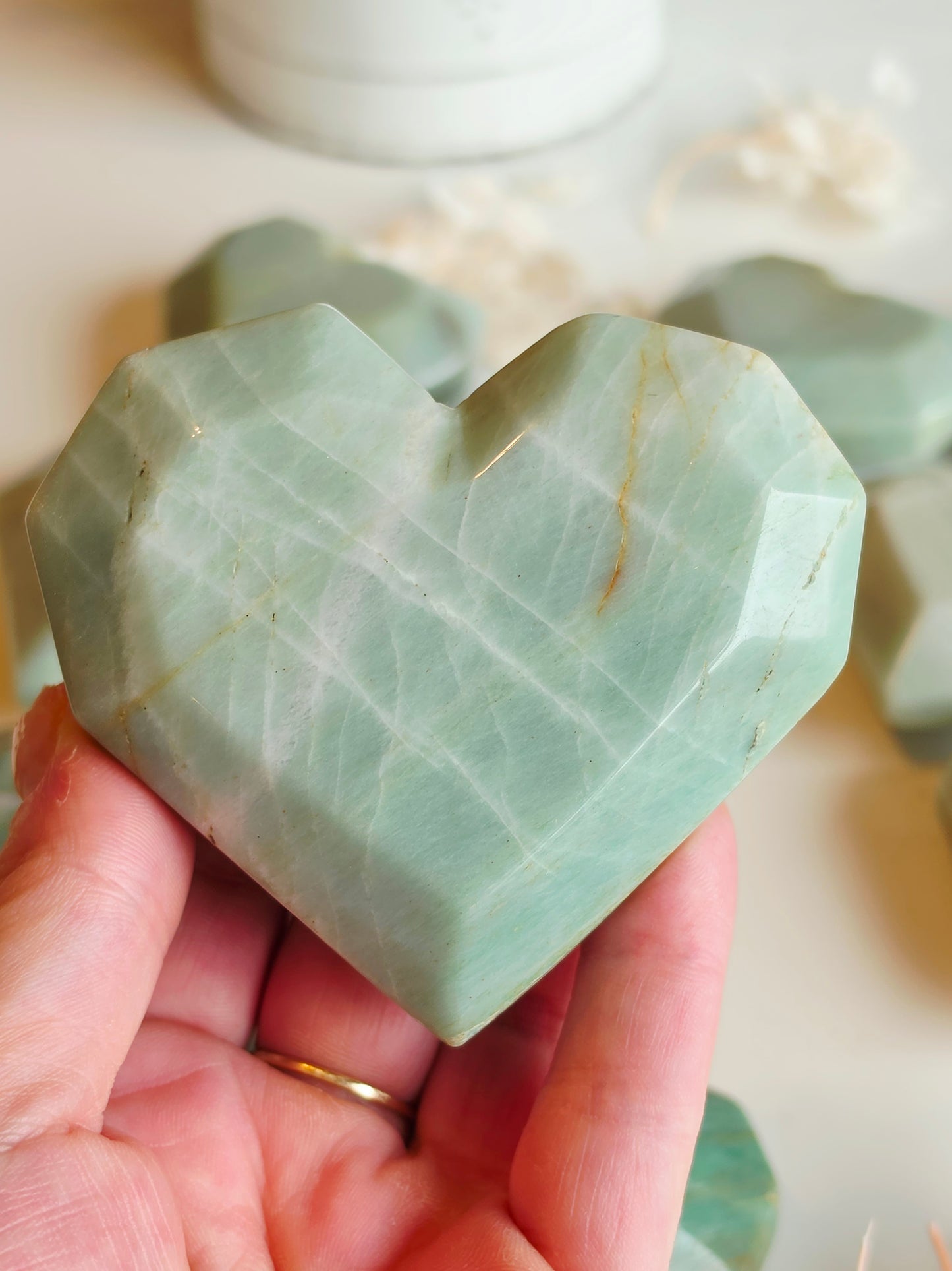 10 Amazonite Heart Carving Medium Size Wholesale Bundle 2.8 - 3 lbs