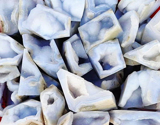 1kg Natural Blue Lace Agate Geodes (6-7 Pieces) - Rare Authentic Namibian Specimen Lot