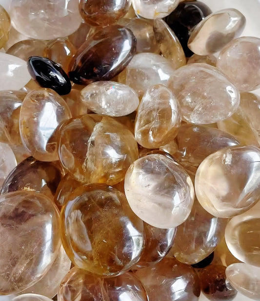 Smokey Clear Quartz Palmstone Carving 1kg 10-12 pieces