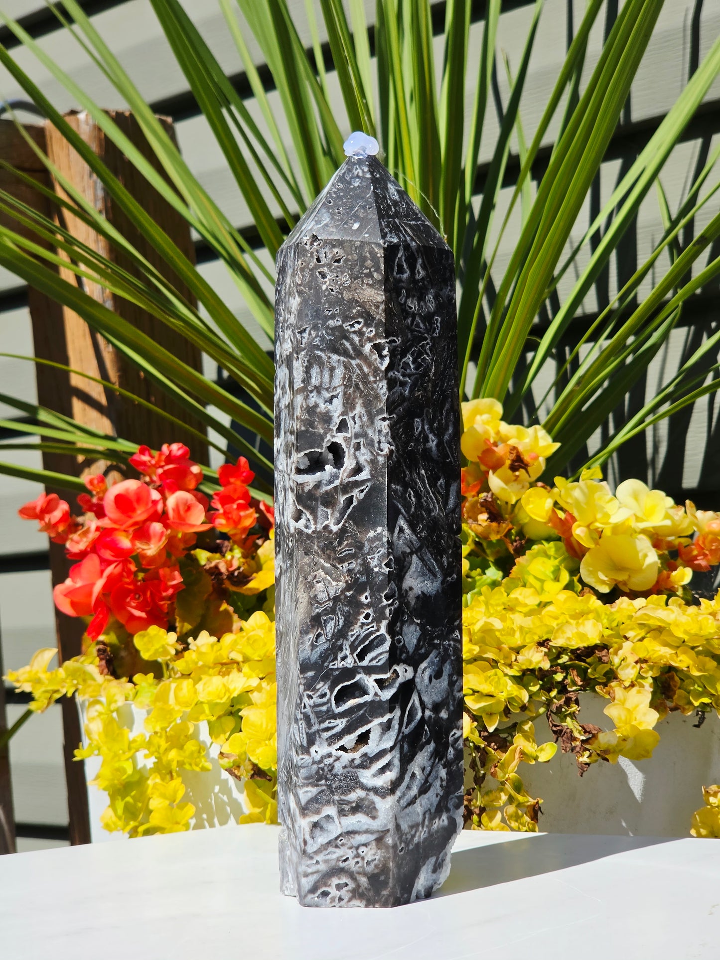 2.98 lb Black Sphalerite Tower with Druzy
