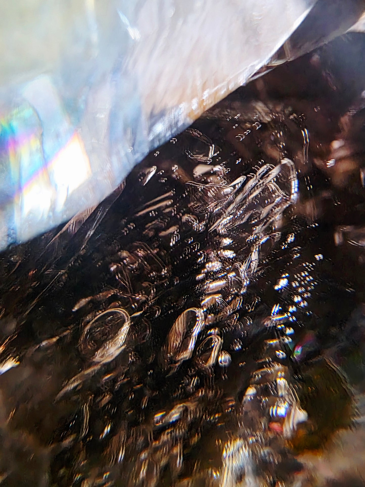 Enhydro Smokey Quartz 22lbs - Moving Bubbles - Rambo Flash on Wood Stand - Rare Collectable  Crystal