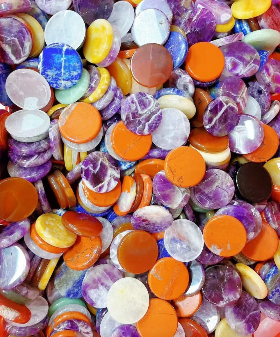 Mix 1kg round slices 3cm Bulk crystal cabochon wholesale