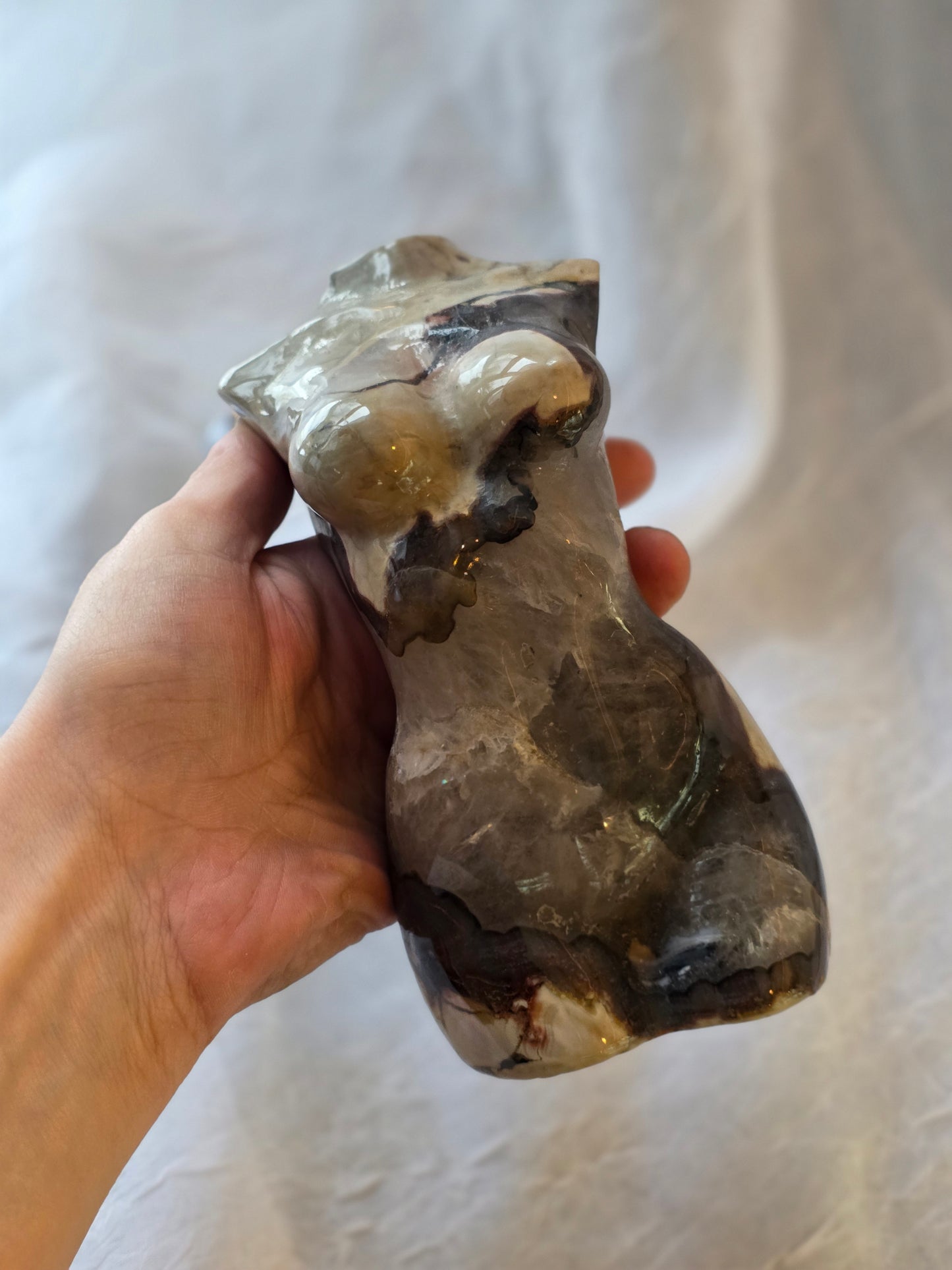 Volcano Agate Lady Body Carving 5 inch