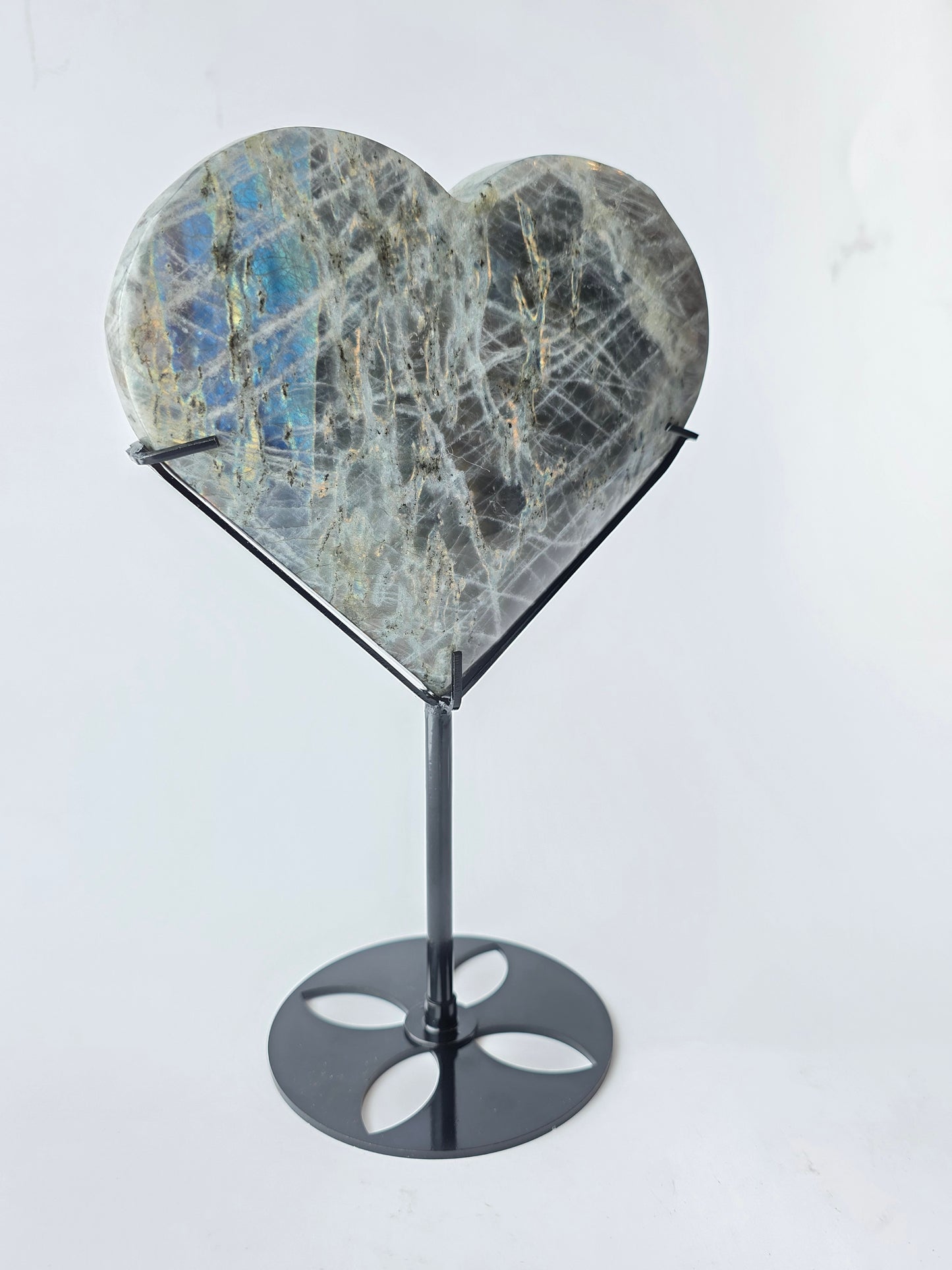 AA grade Labradorite heart Carving with stand
