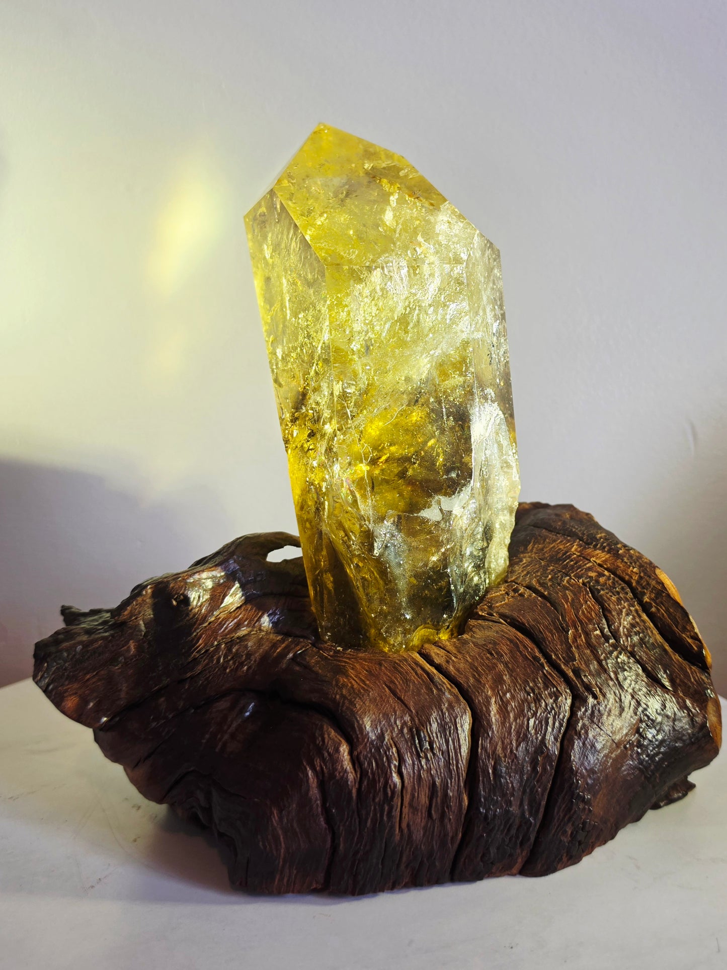 Citrine Crystal Quartz Raw Point with Wood Base 2kg