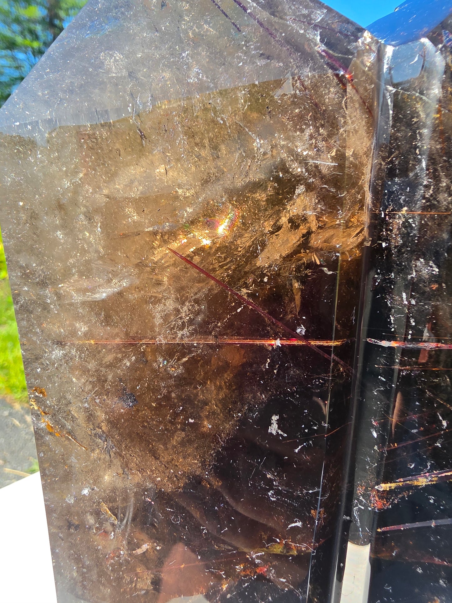 8.82 lbs Rutile Smokey Quartz Crystal With Stand Collectors Minerals 28×13cm