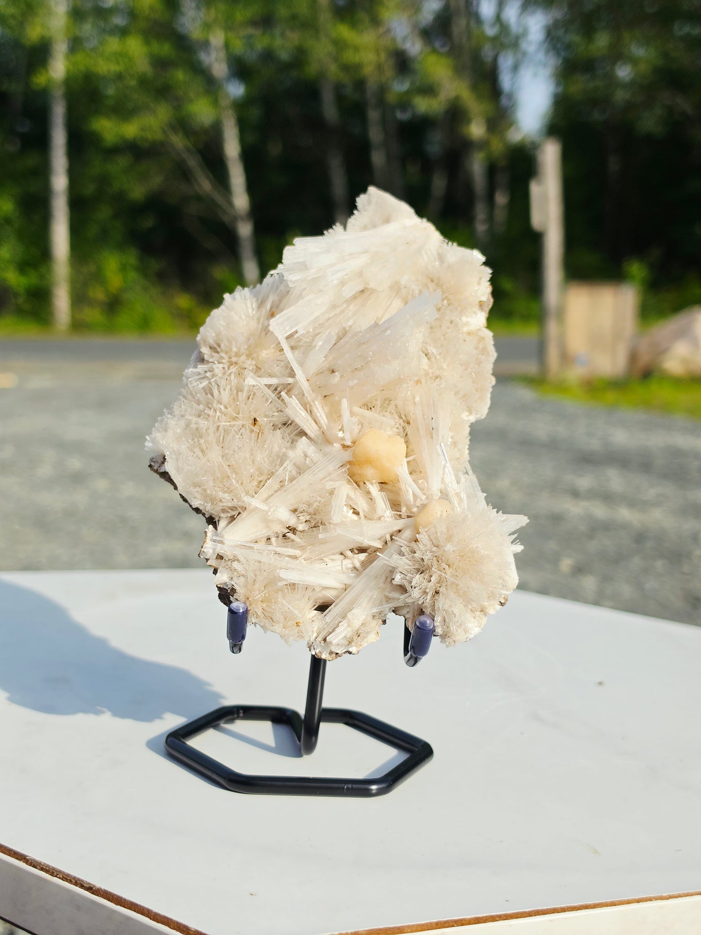0.92 lb Scolecite Cluster on a Stilbite matrix with Stand From India