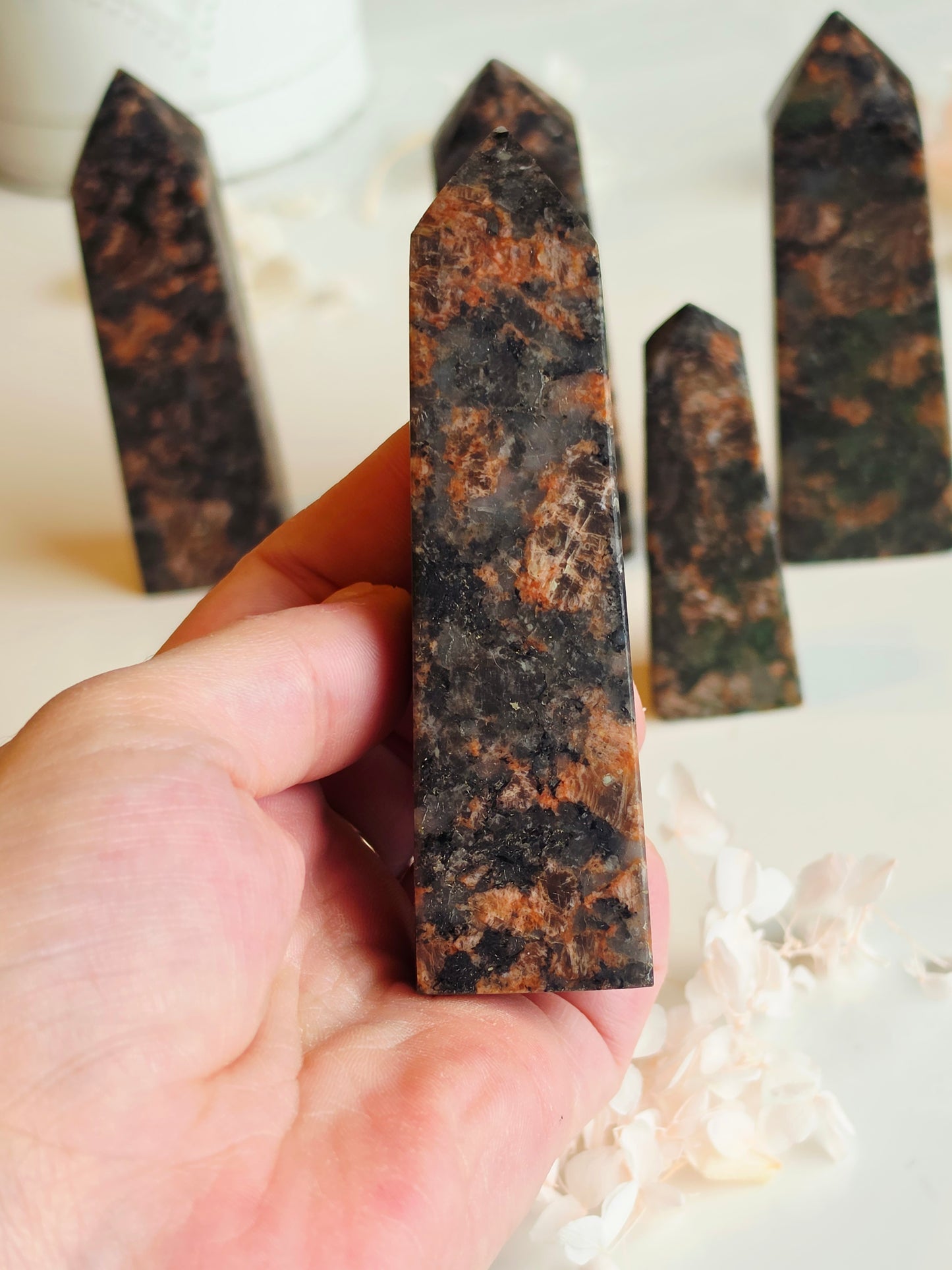 5 Red Que Sera Tower Bundles with Pyrite inclusions