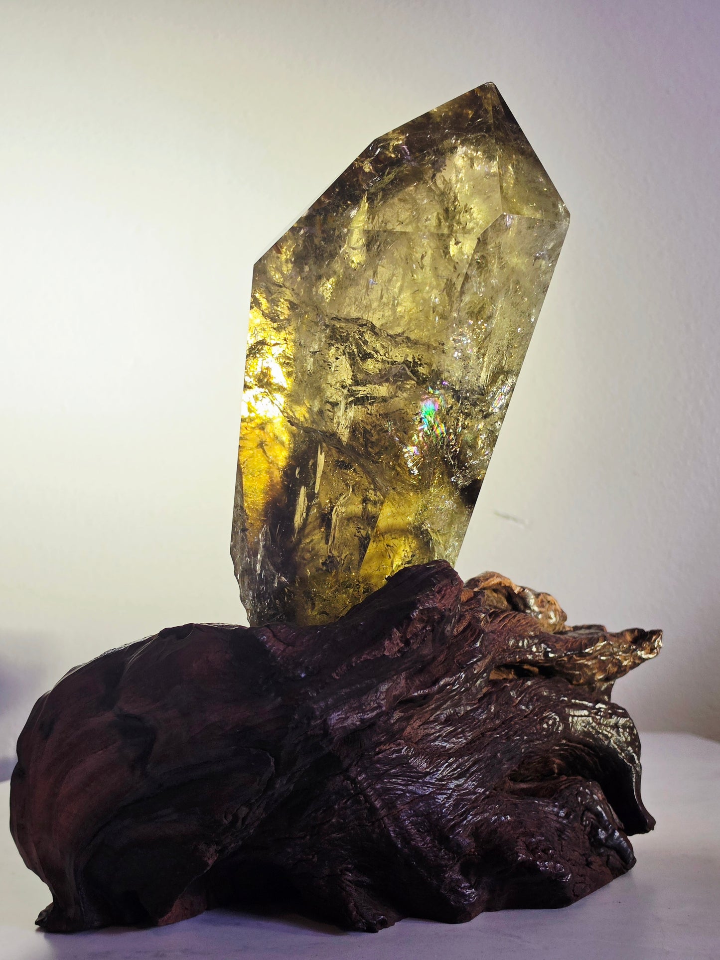 Citrine Crystal Quartz Raw Point with Wood Base 2kg