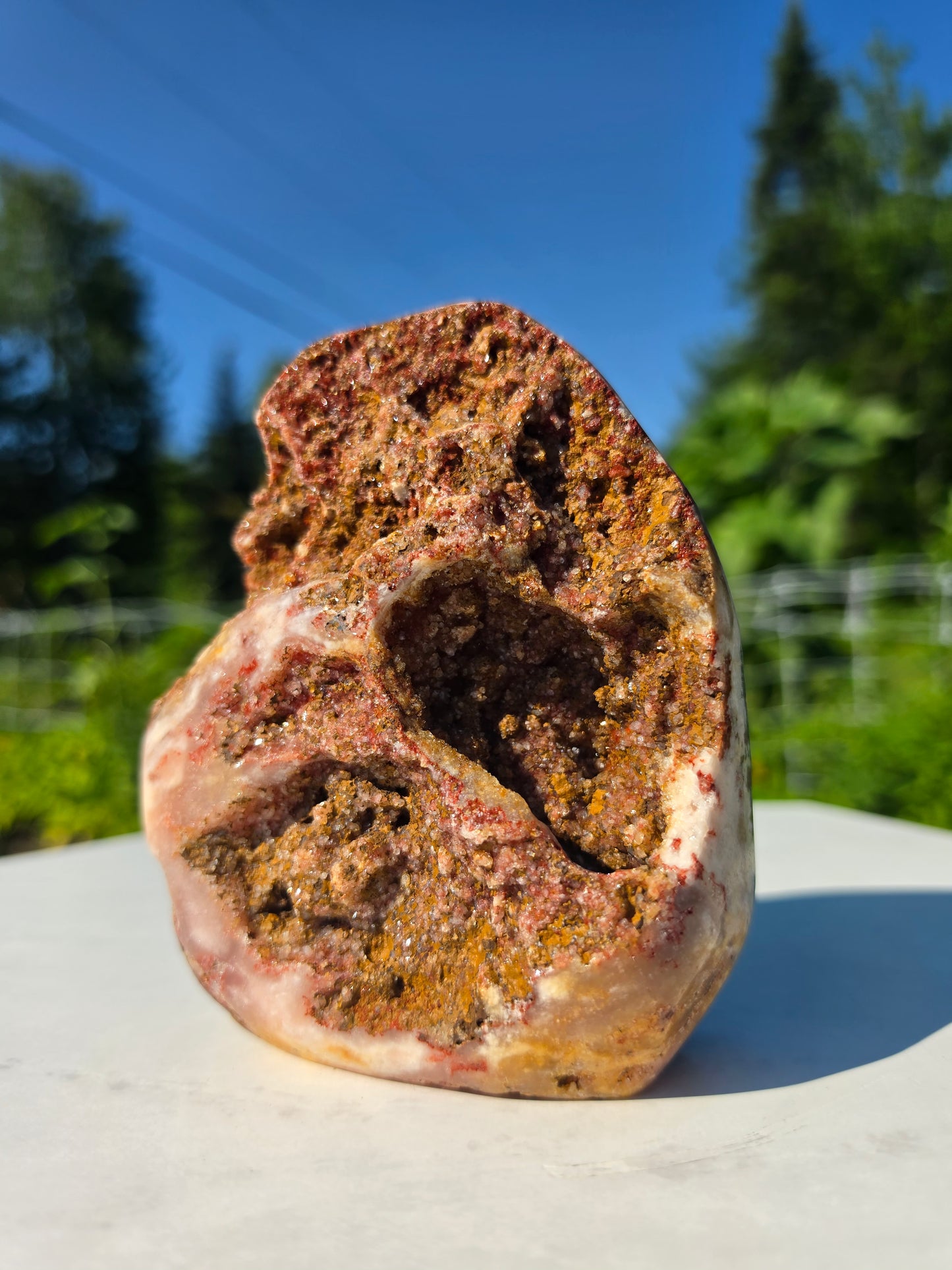 1.87 lbs Druzy Pink Amethyst Agate Crystal Mineral Specimens 13x10cm