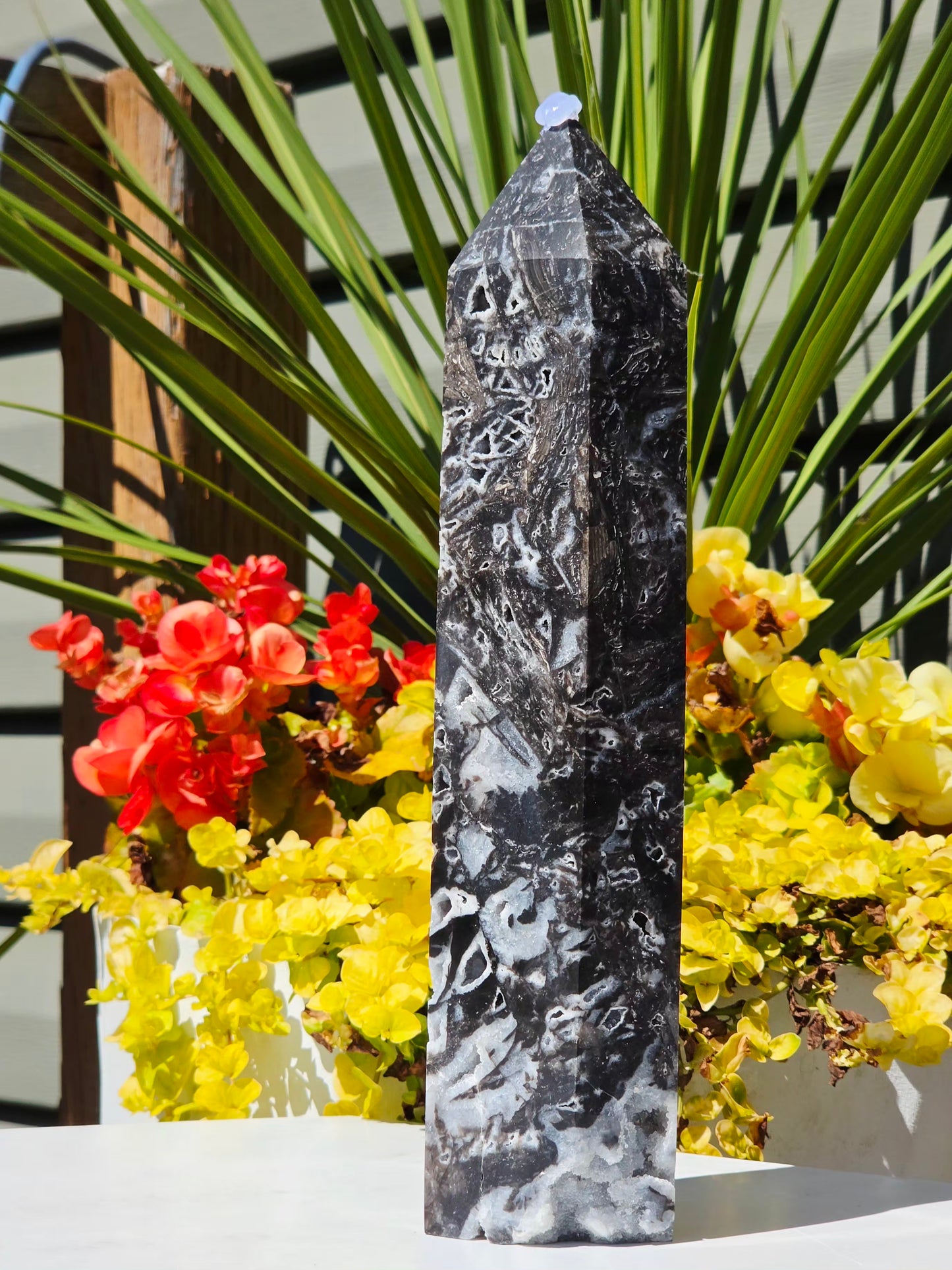 2.98 lb Black Sphalerite Tower with Druzy