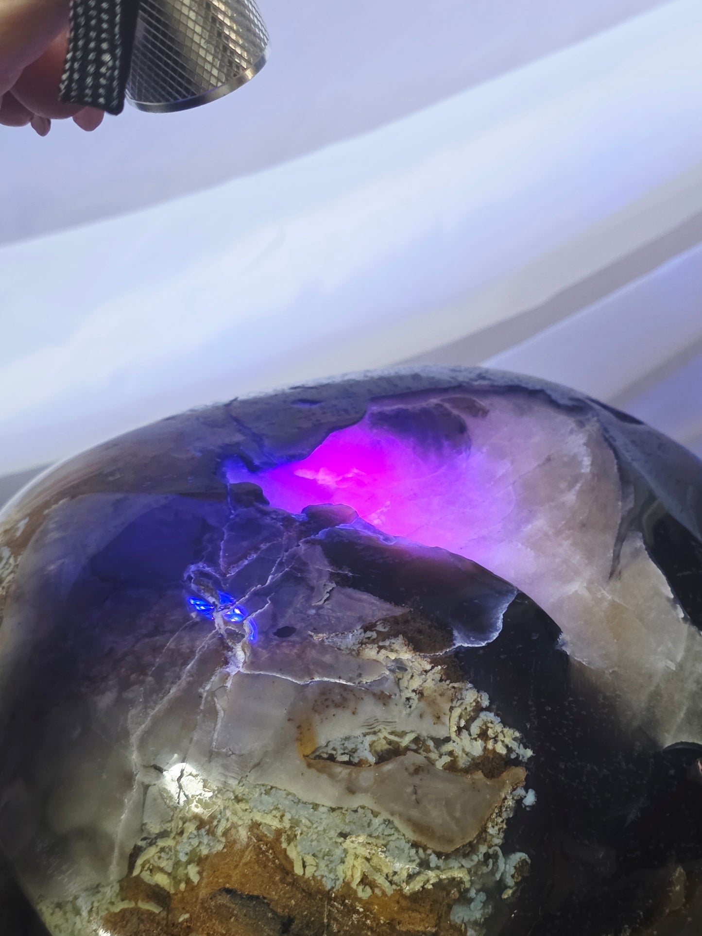 28 Pounds Skull Volcano Agate with Calcite UV Geode Hand Carved Mayan Statement Piece