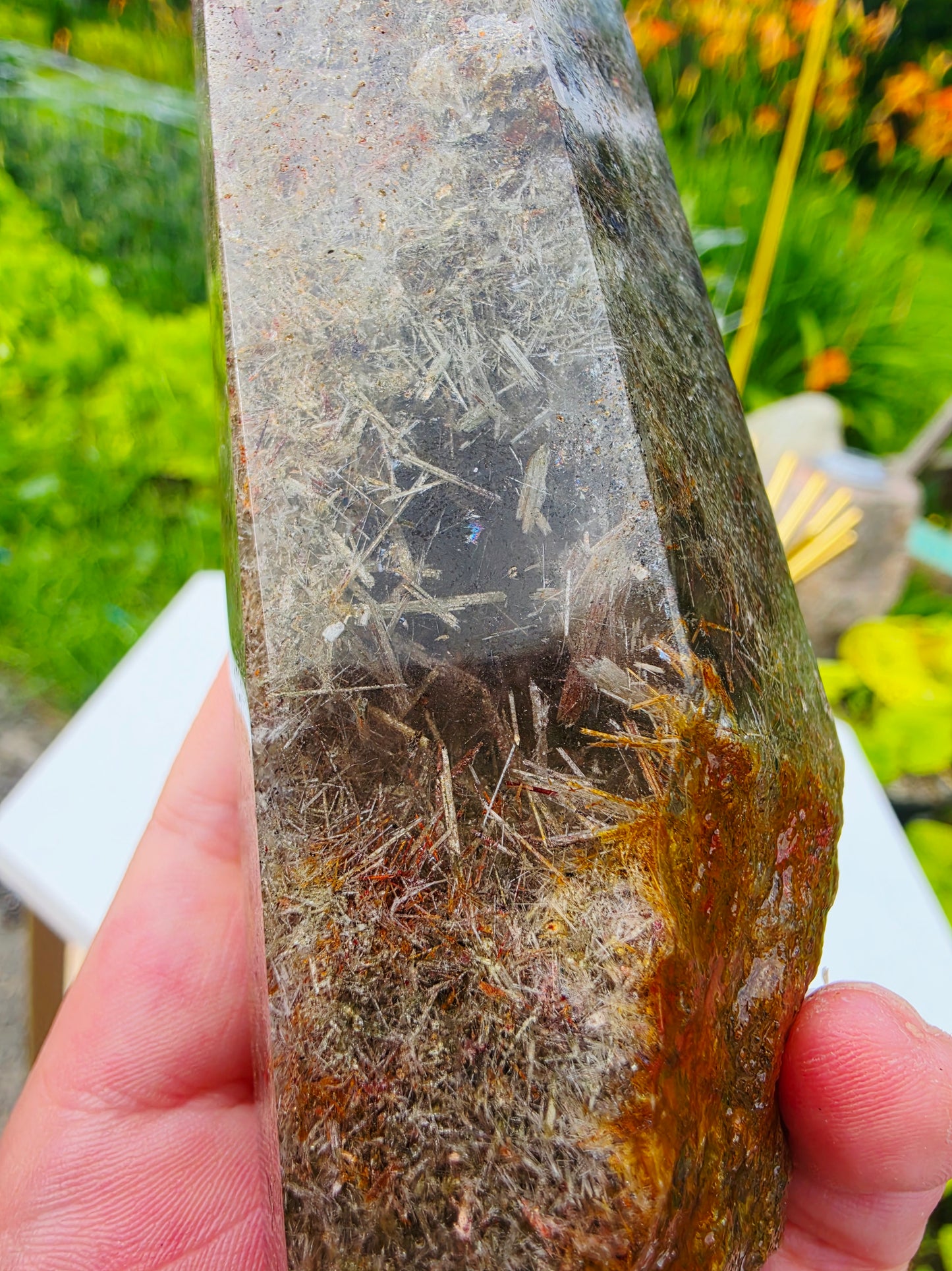 Rutile Garden Quartz Crystal Point Mineral Raw Uncut Base