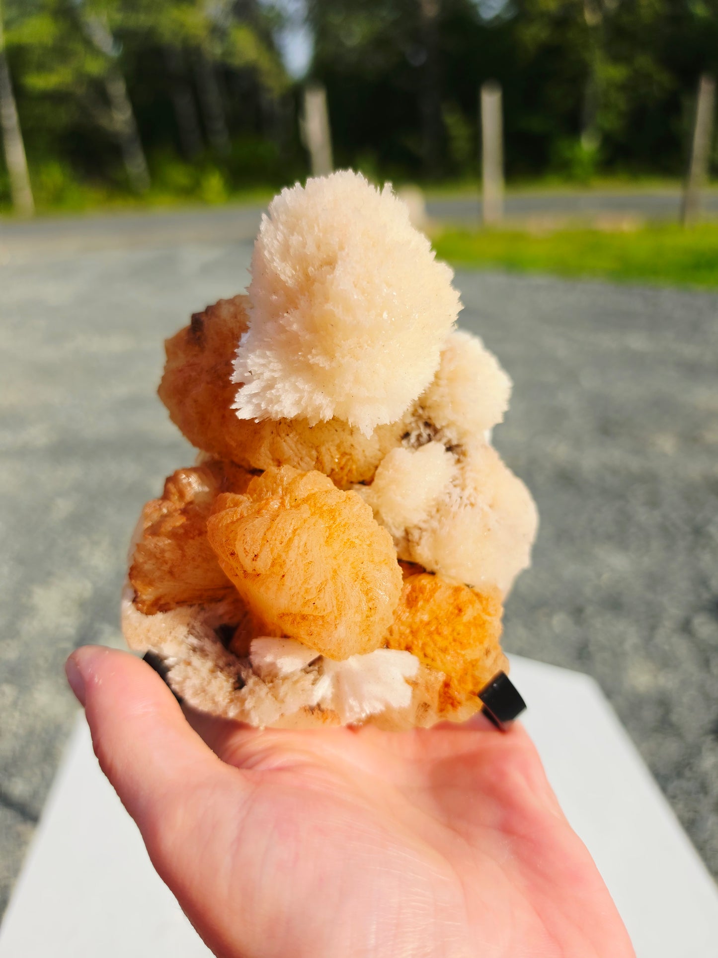 2.14lb Scolecite / Mordenite on Stilbite Specimens with Stand From India