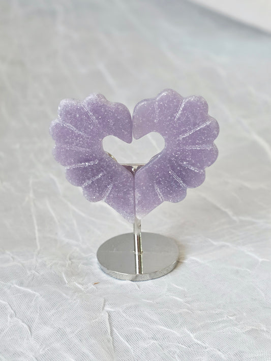 Lepidolite Heart Small Carving on Stand