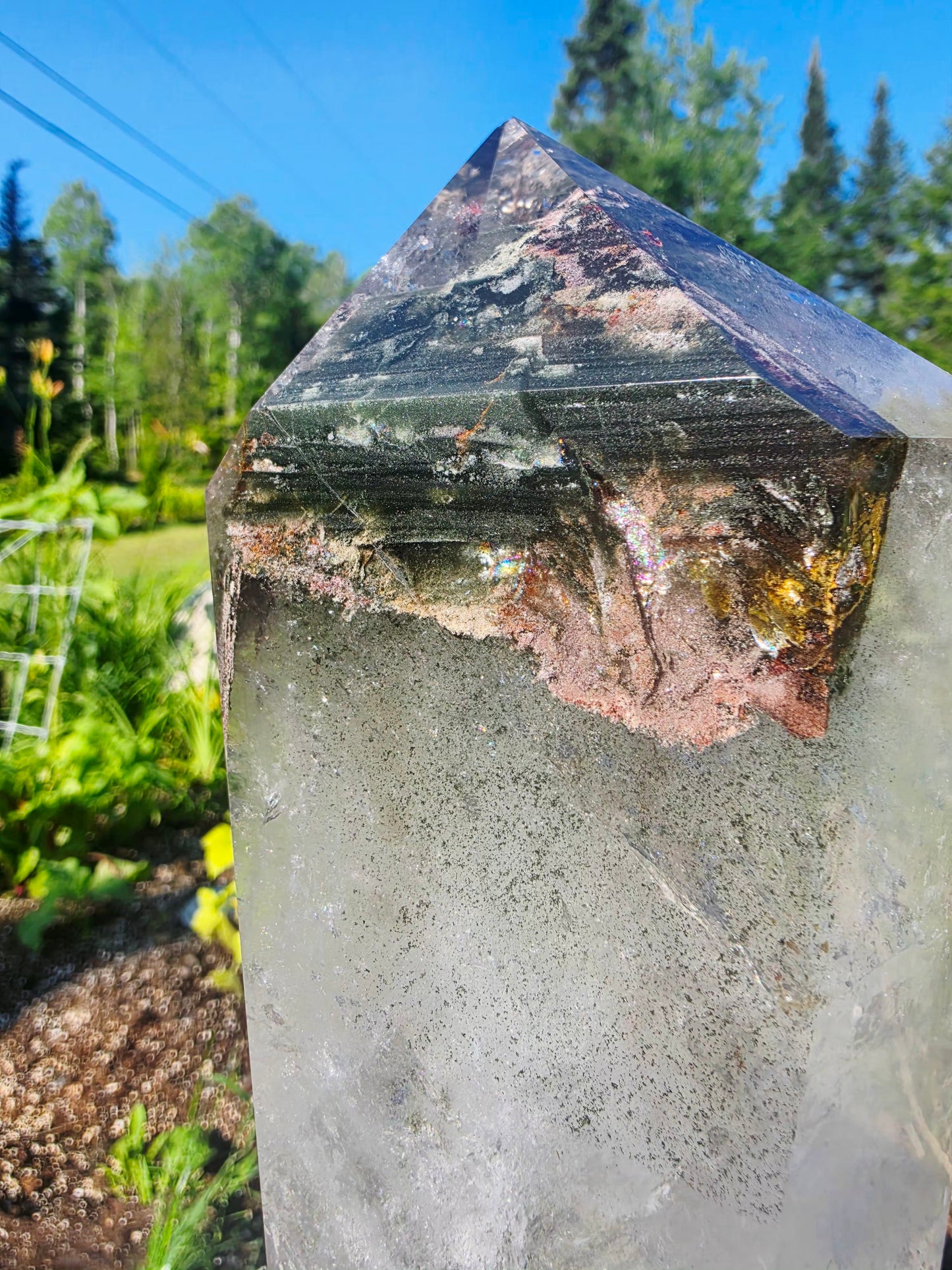 4.41 lbs Garden Quartz Crystal Point With Stand Collectors Minerals Statement Piece