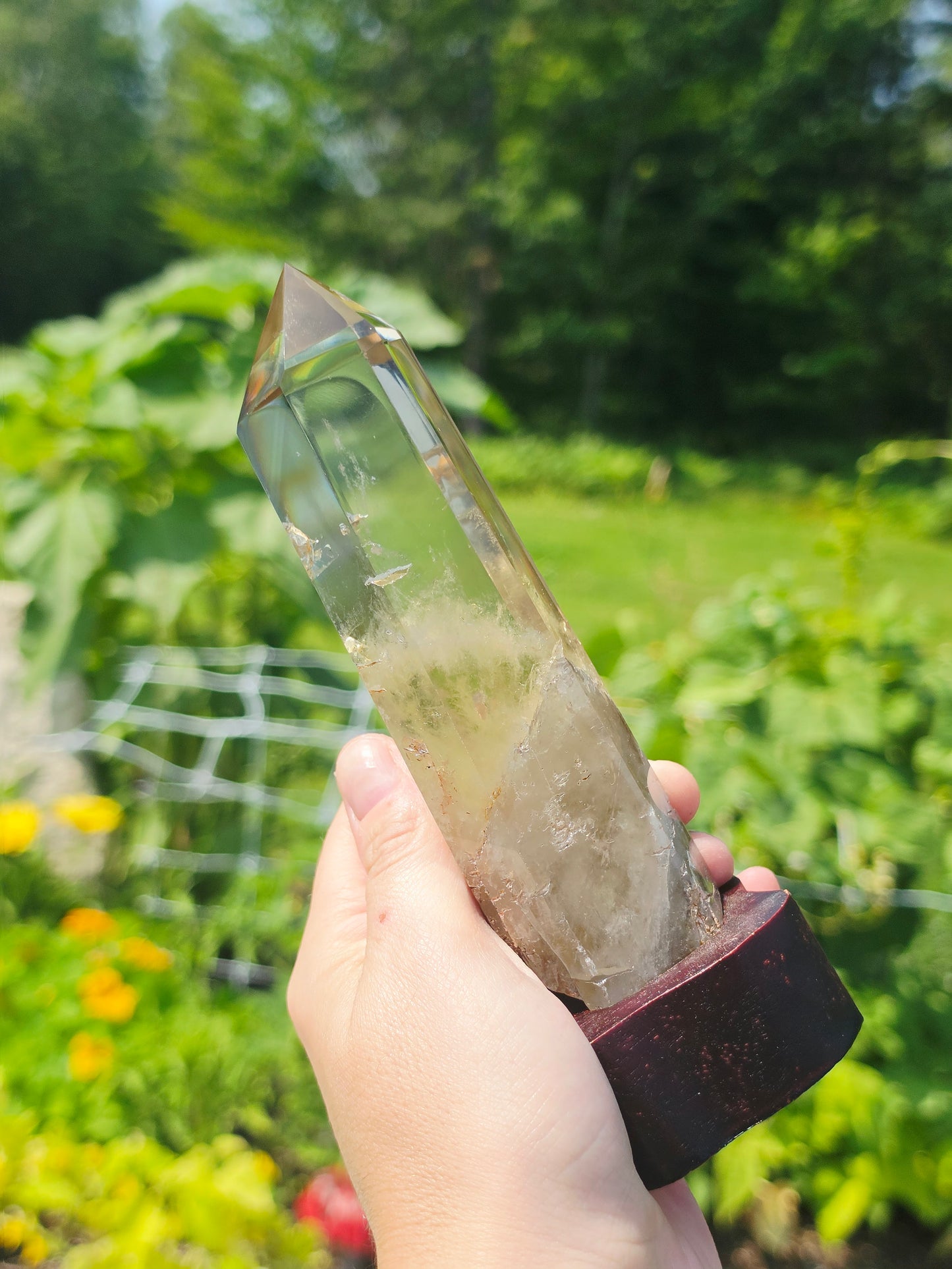 Natural Citrine Quartz Point On Stand 360grams High Quality Uncut Base
