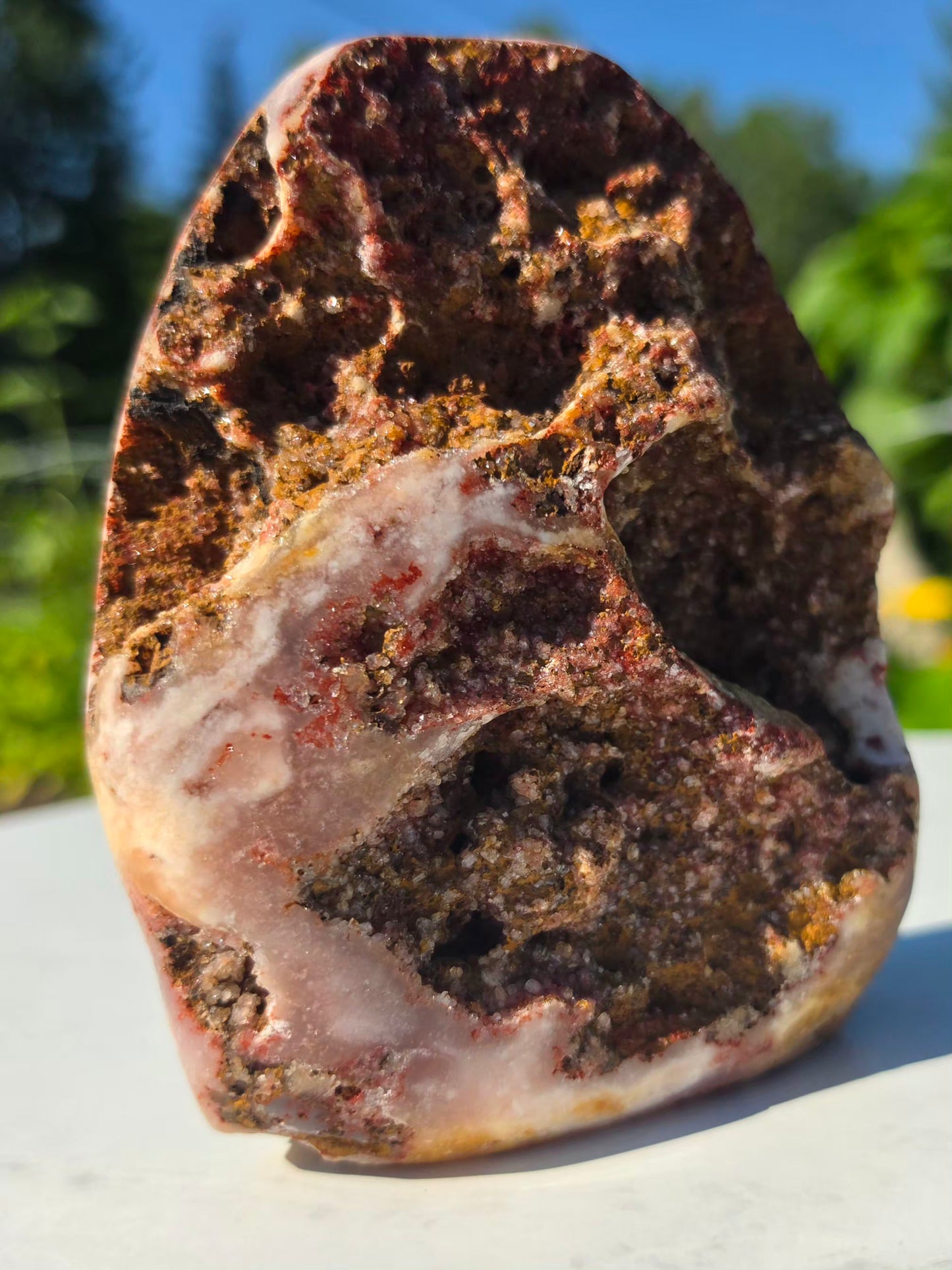 1.87 lbs Druzy Pink Amethyst Agate Crystal Mineral Specimens 13x10cm