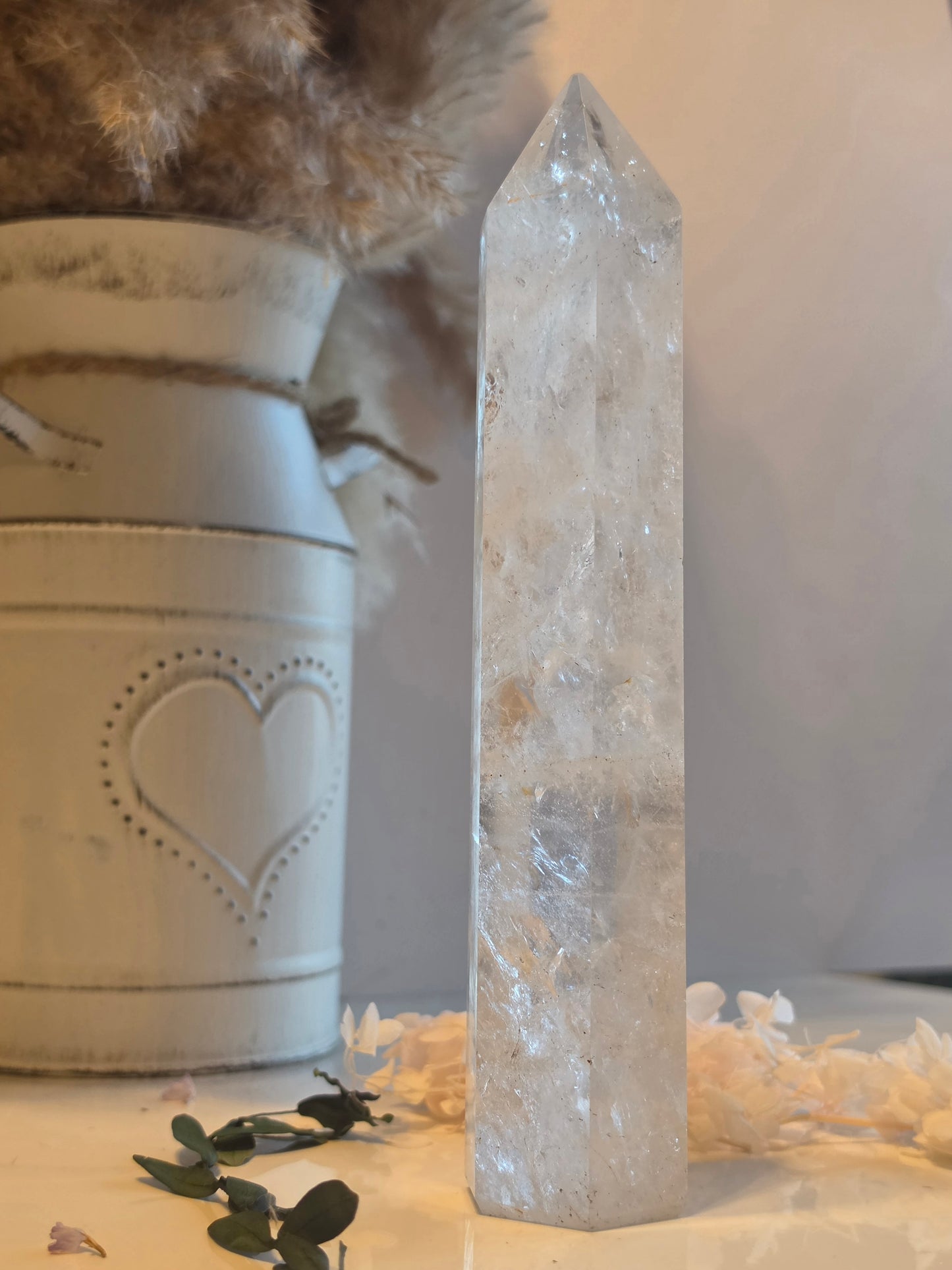 Clear Quartz Crystal Tower Rainbow Inclusions Medium Size
