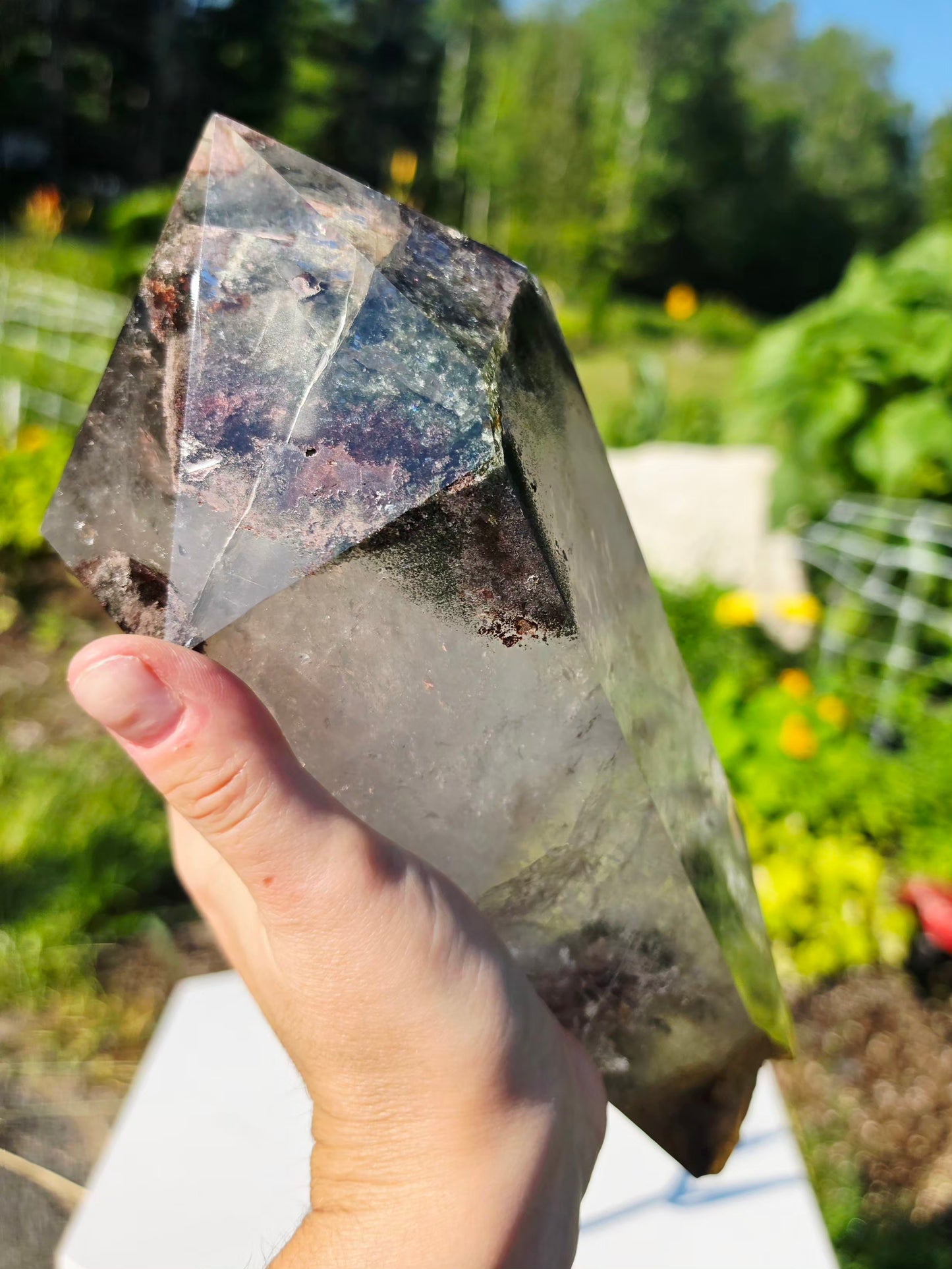 4.41 lbs Garden Quartz Crystal Point With Stand Collectors Minerals Statement Piece