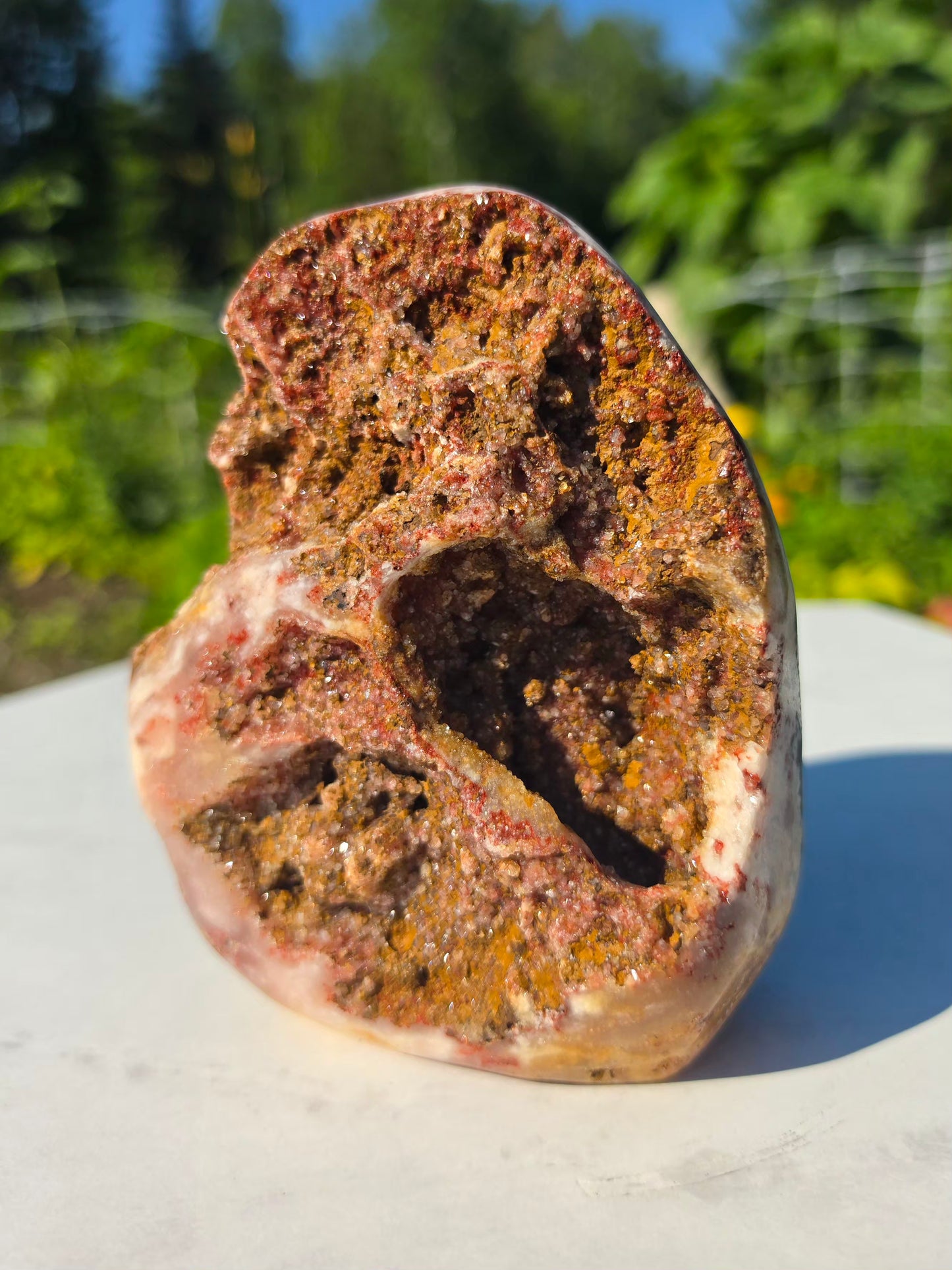 1.87 lbs Druzy Pink Amethyst Agate Crystal Mineral Specimens 13x10cm