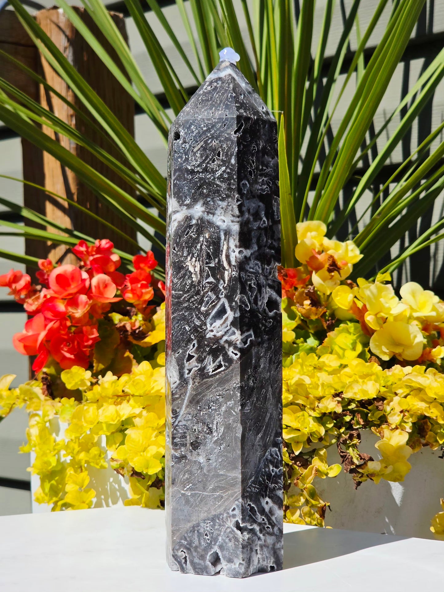 2.98 lb Black Sphalerite Tower with Druzy