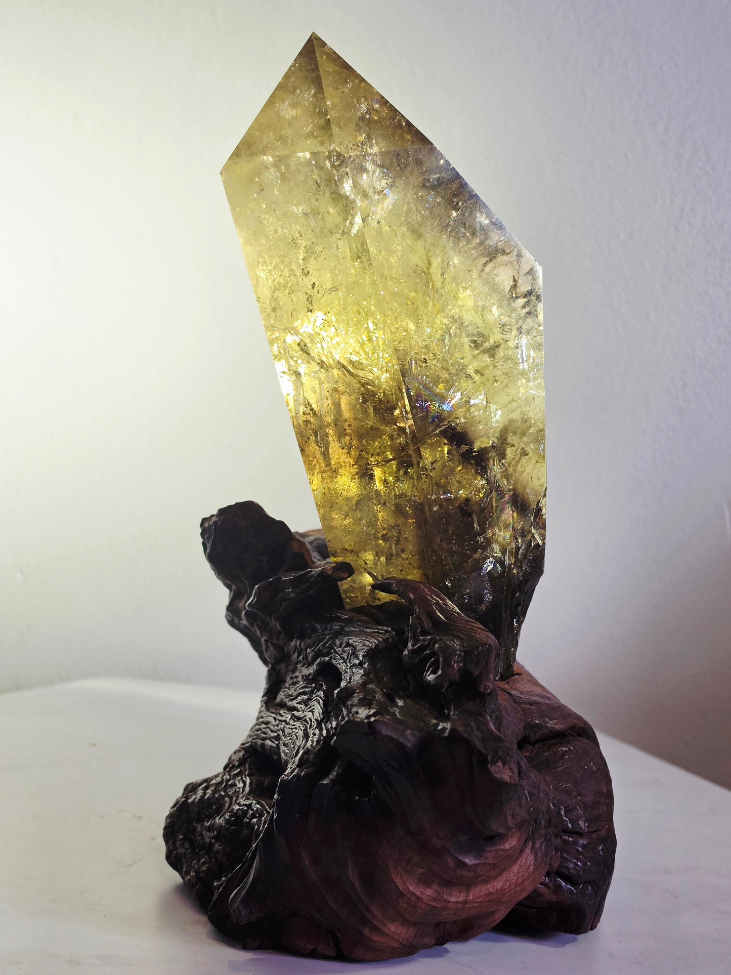 Citrine Crystal Quartz Raw Point with Wood Base 2kg