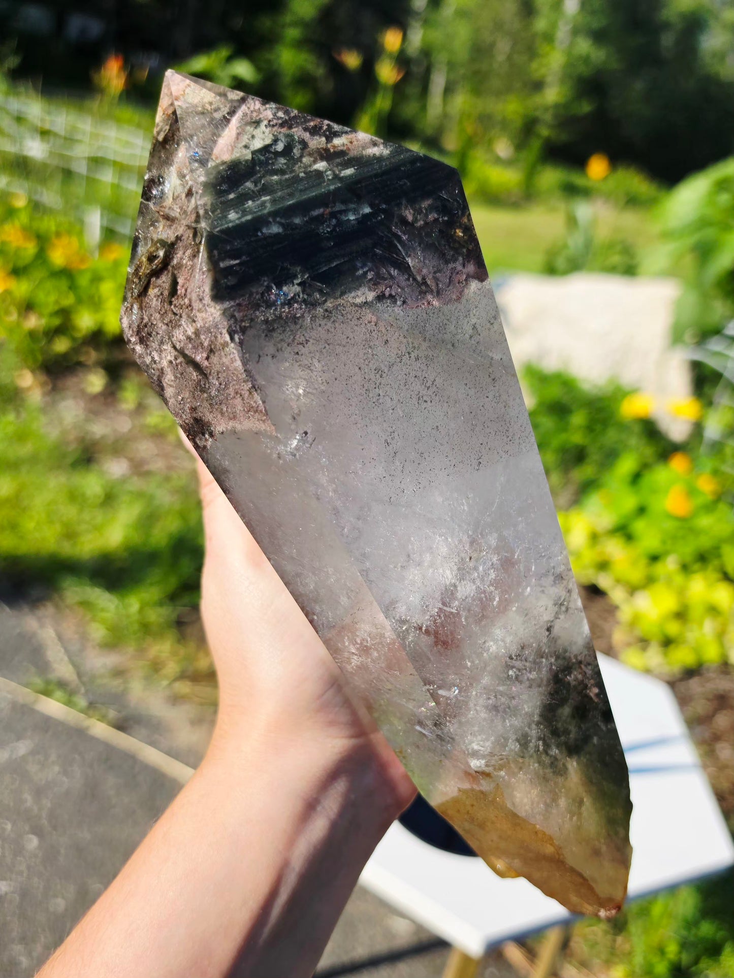 4.41 lbs Garden Quartz Crystal Point With Stand Collectors Minerals Statement Piece
