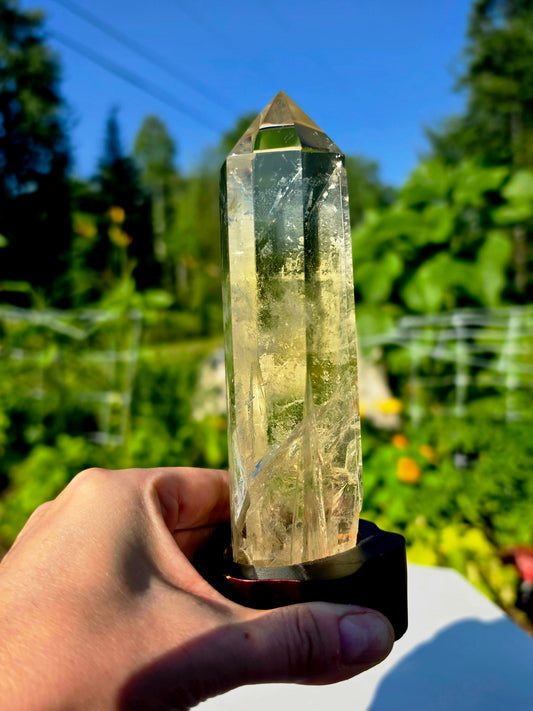 0.44kg Citrine Crystal Quartz Point Mineral With Stand High Grade 16.5cm tall