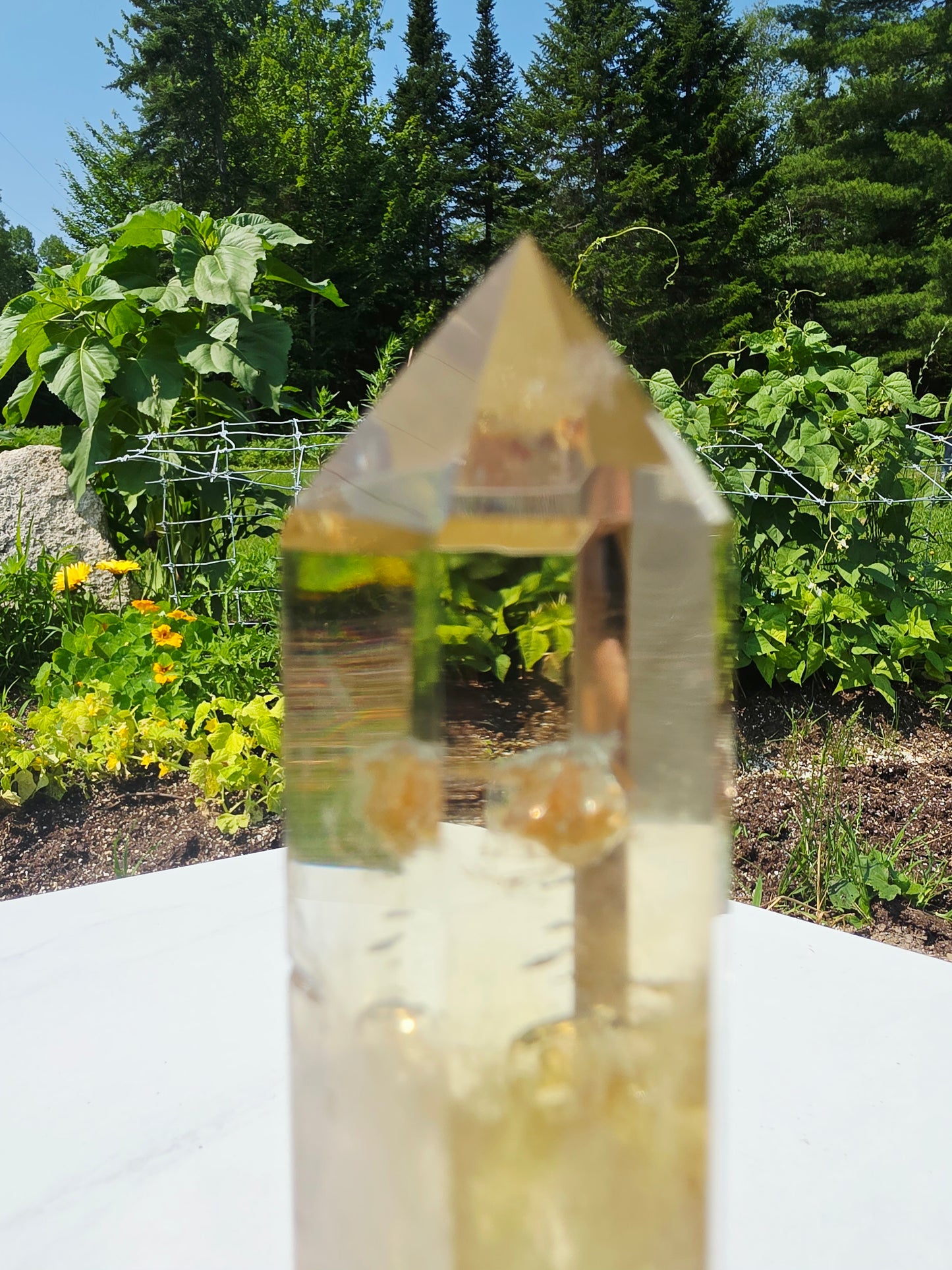 Natural Citrine Quartz Point On Stand 360grams High Quality Uncut Base