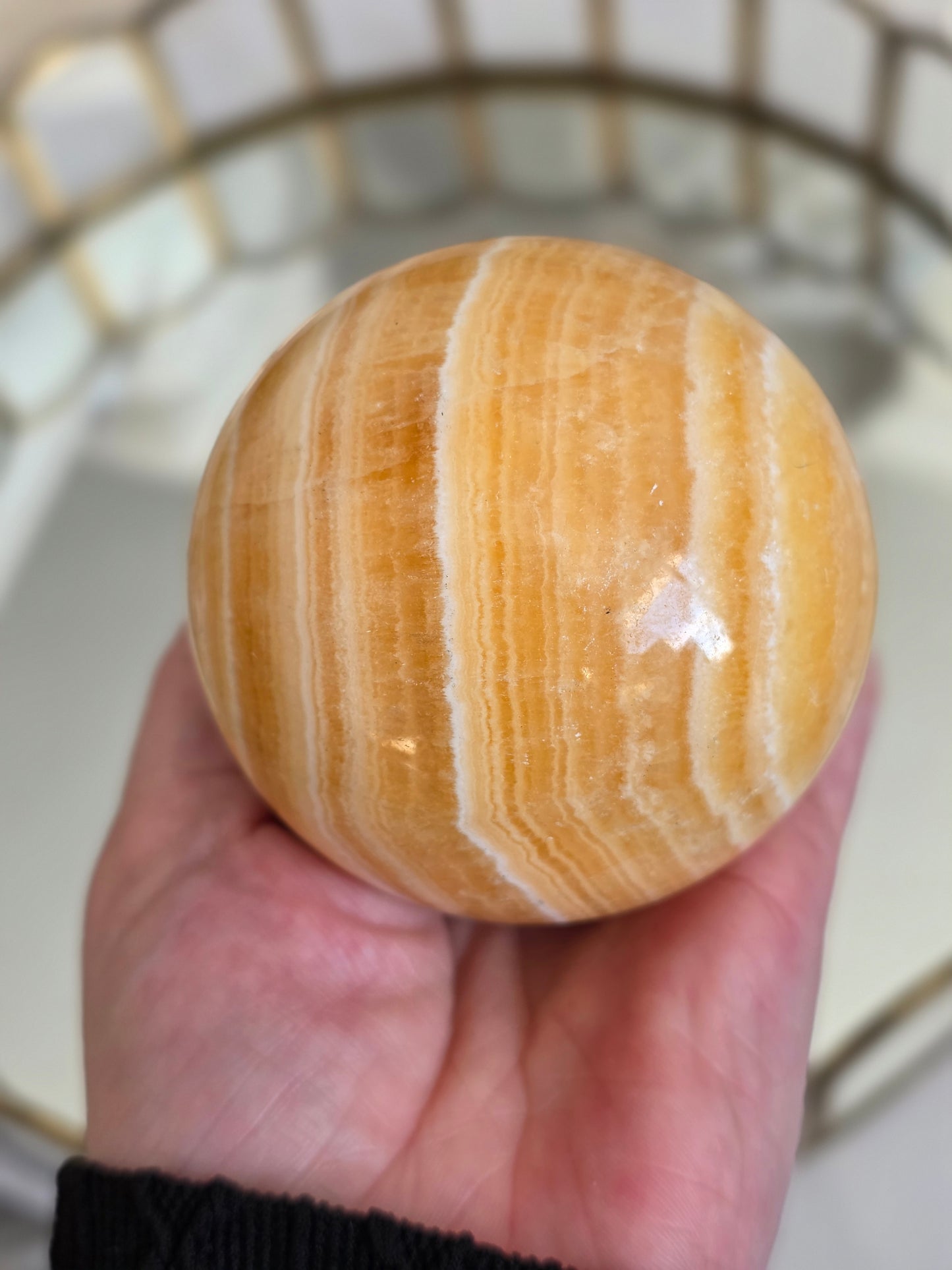 Orange Calcite sphere 1 lbs (1 sphere)