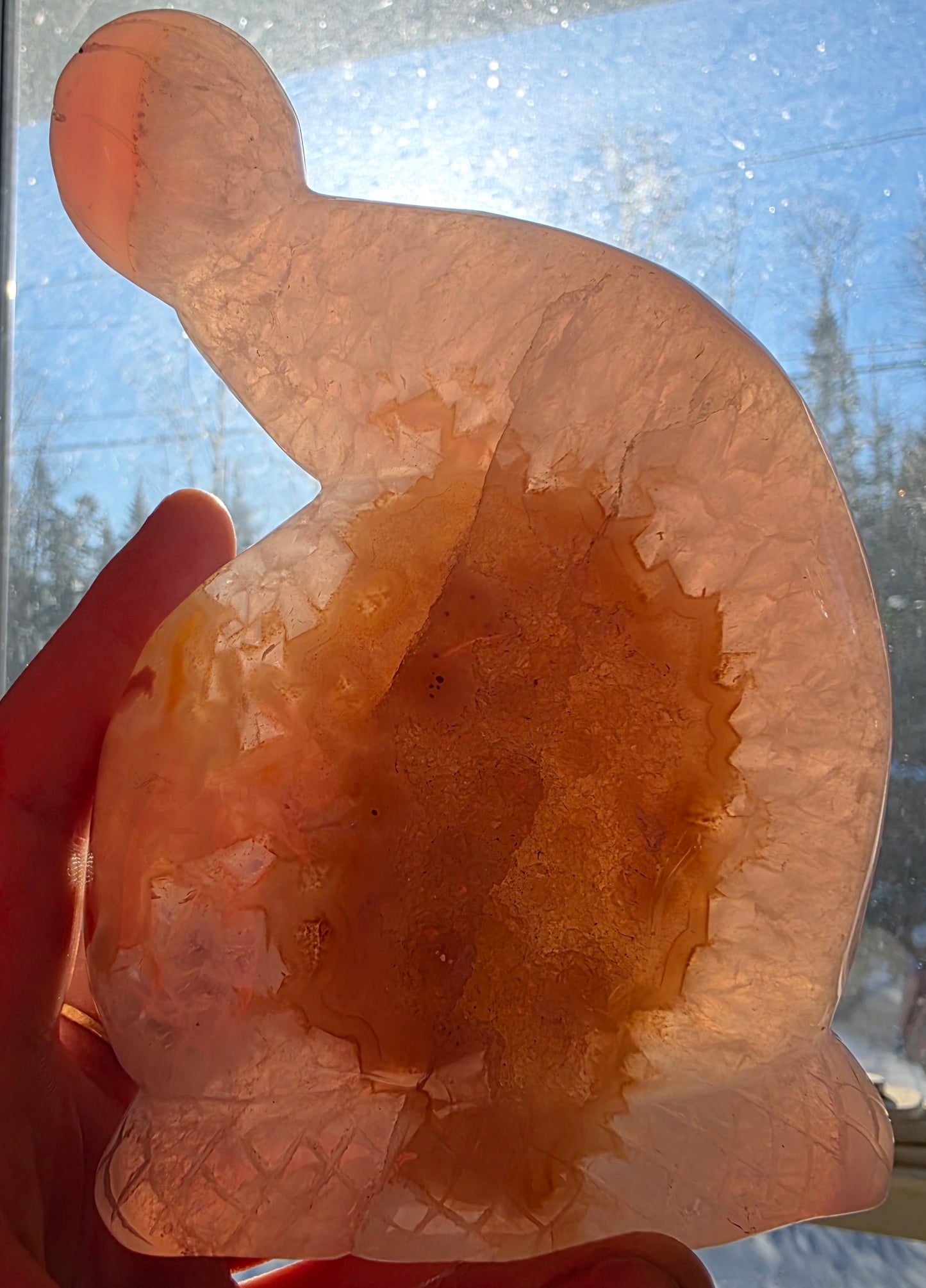Set of 4 Agate Pompom hat carving with Druzy